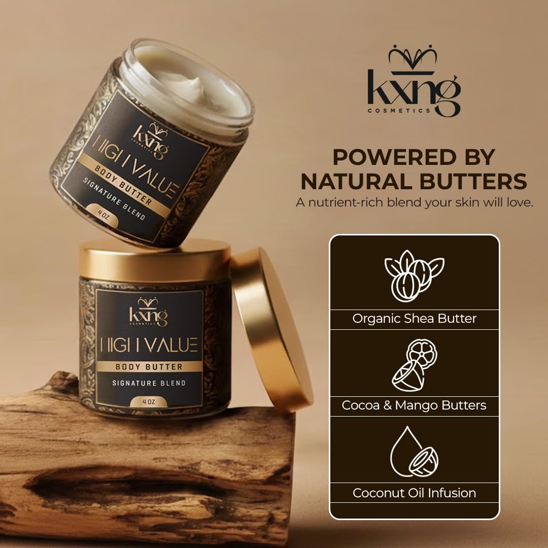 KXNG Cosmetics Shea Body Butter Cream – 4oz | Organic Hydration for All Skin Types