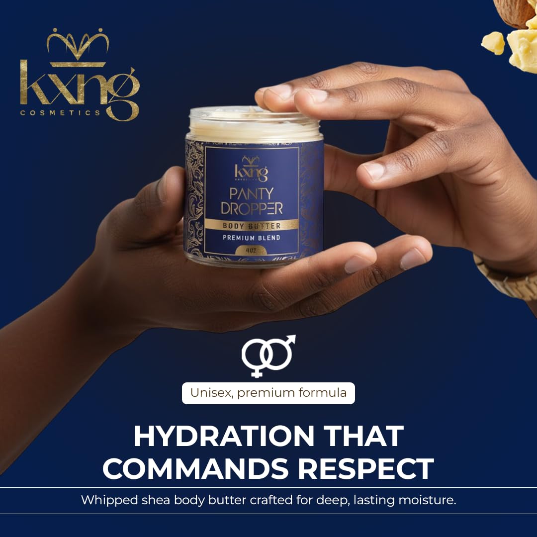 KXNG Cosmetics Organic Shea Body Butter Cream – 4oz | Deep Hydration for Dry Skin, Hands & Feet