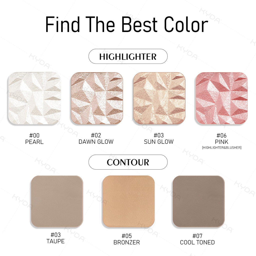 KYDA Baked Highlighter Contour Palette – Champagne Glow & Natural Matte Contour
