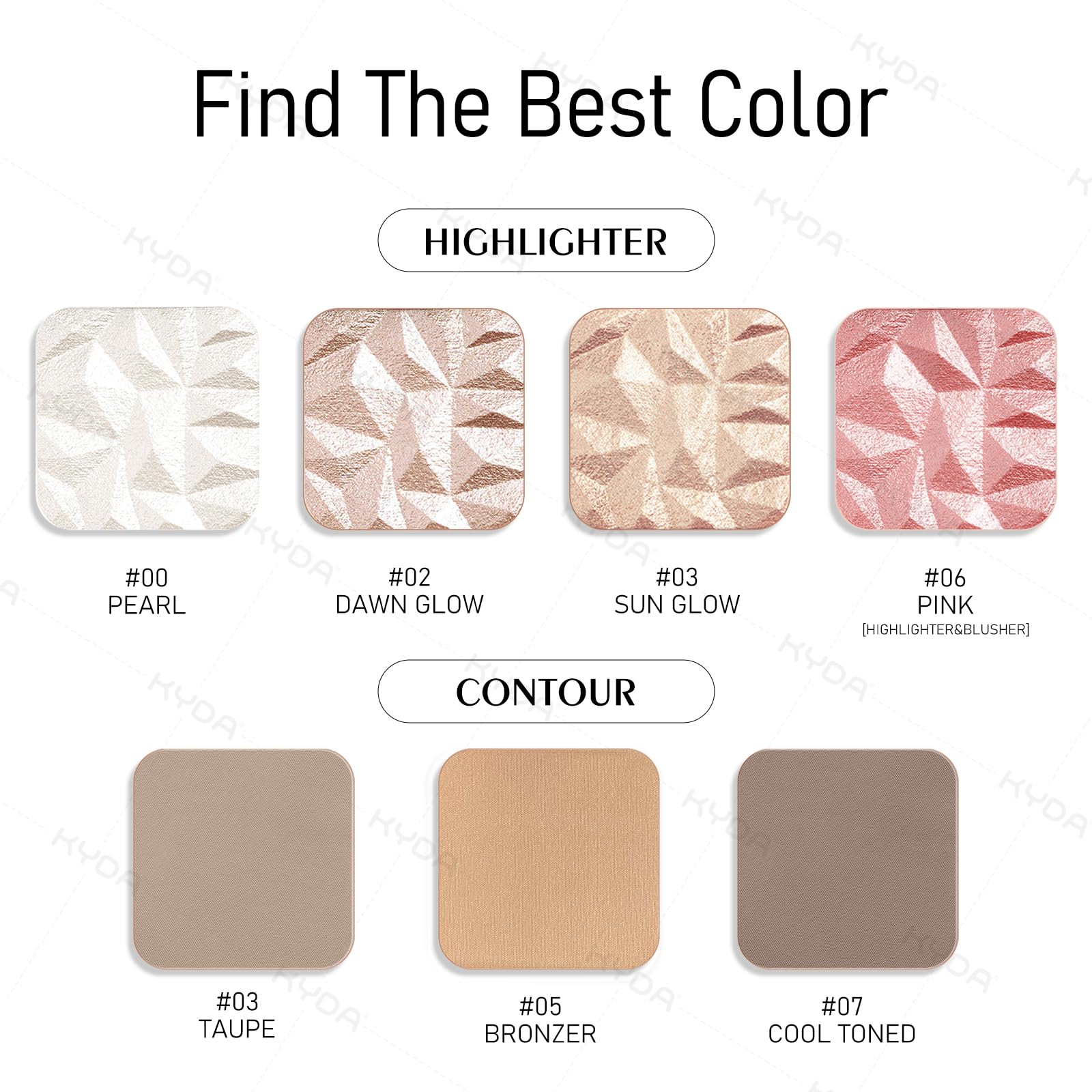 KYDA Baked Highlighter Contour Palette – Champagne Glow & Natural Matte Contour