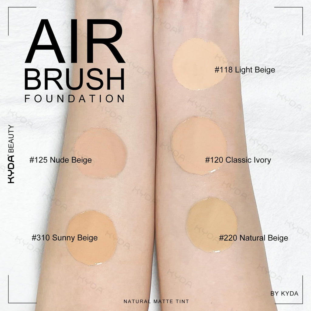 KYDA AirBrush Foundation Spray – Silky Nude-Beige Finish, Breathable, Buildable Coverage