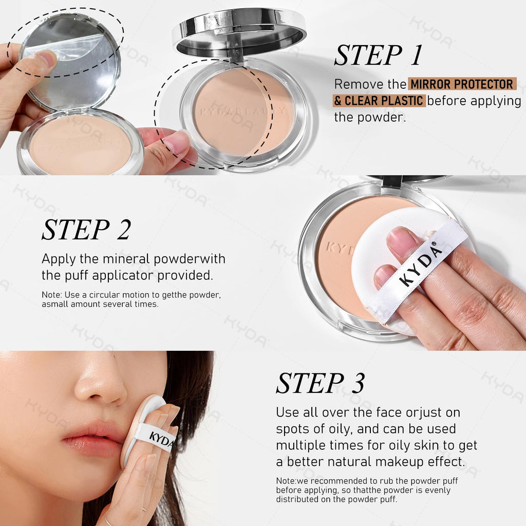 KYDA Mineral Powder SPF 35 — 4-in-1 Matte Pressed Foundation with Concealer, Setting & Sun Protection (Medium)