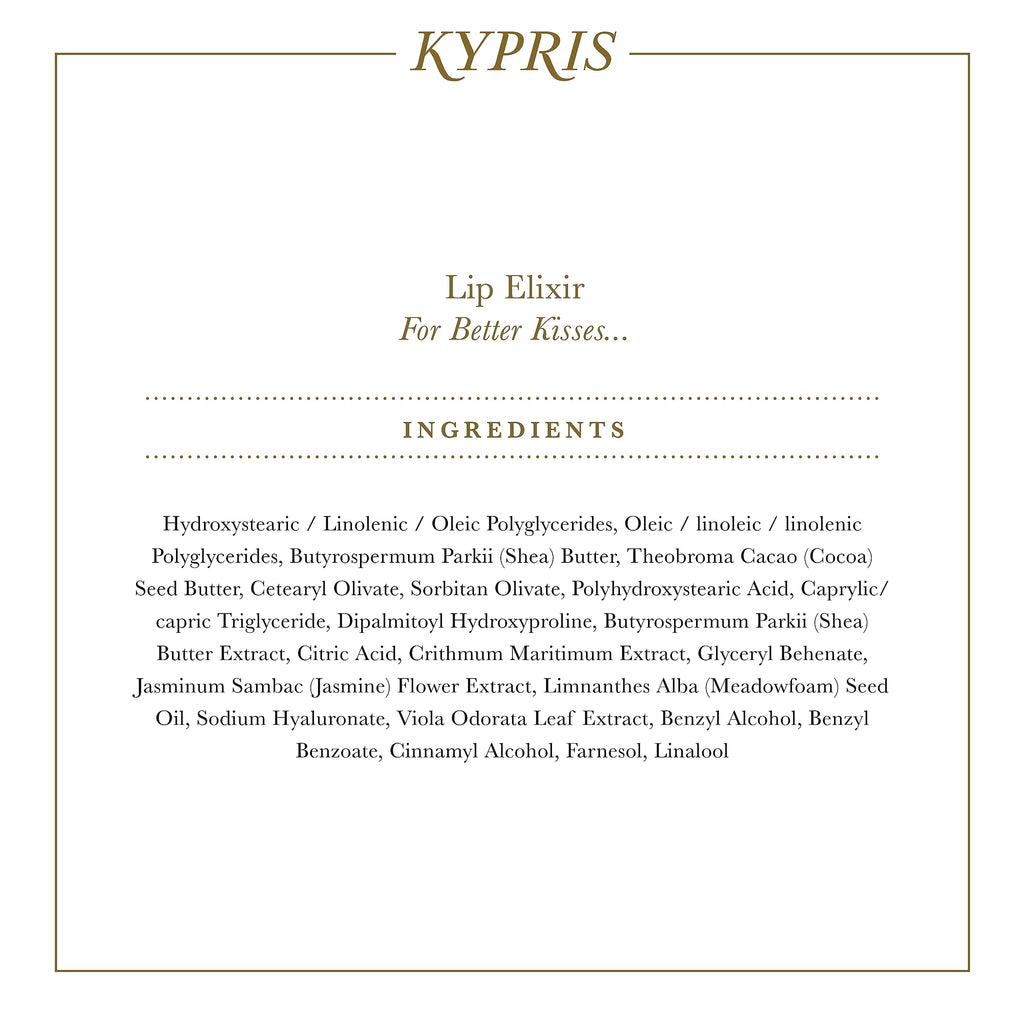 KYPRIS Lip Elixir Balm – Softening Hyaluronic Acid Lip Treatment with Jasmine & Shea (0.17 oz / 5 g)