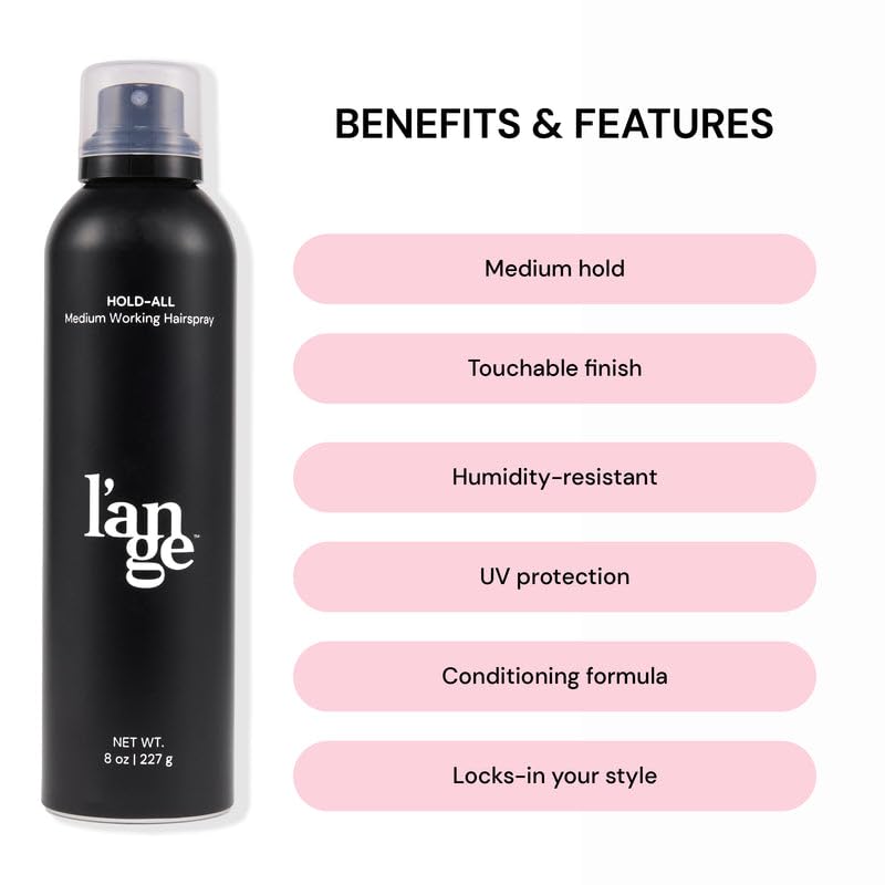 L'ANGE HAIR Hold-All Medium Working Hairspray | Brushable, Flexible Hold | 8 oz