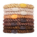L. Erickson Brown Hair Ties for Thick Hair – 8 Pack, Metallic Bronze, No-Crease, Strong Hold
