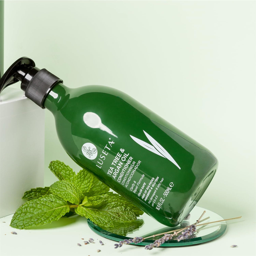 L LUSETA Tea Tree Oil Conditioner – Natural Anti-Dandruff for Dry & Damaged Hair | Sulfate Free & Color-Treated Safe 16.9oz