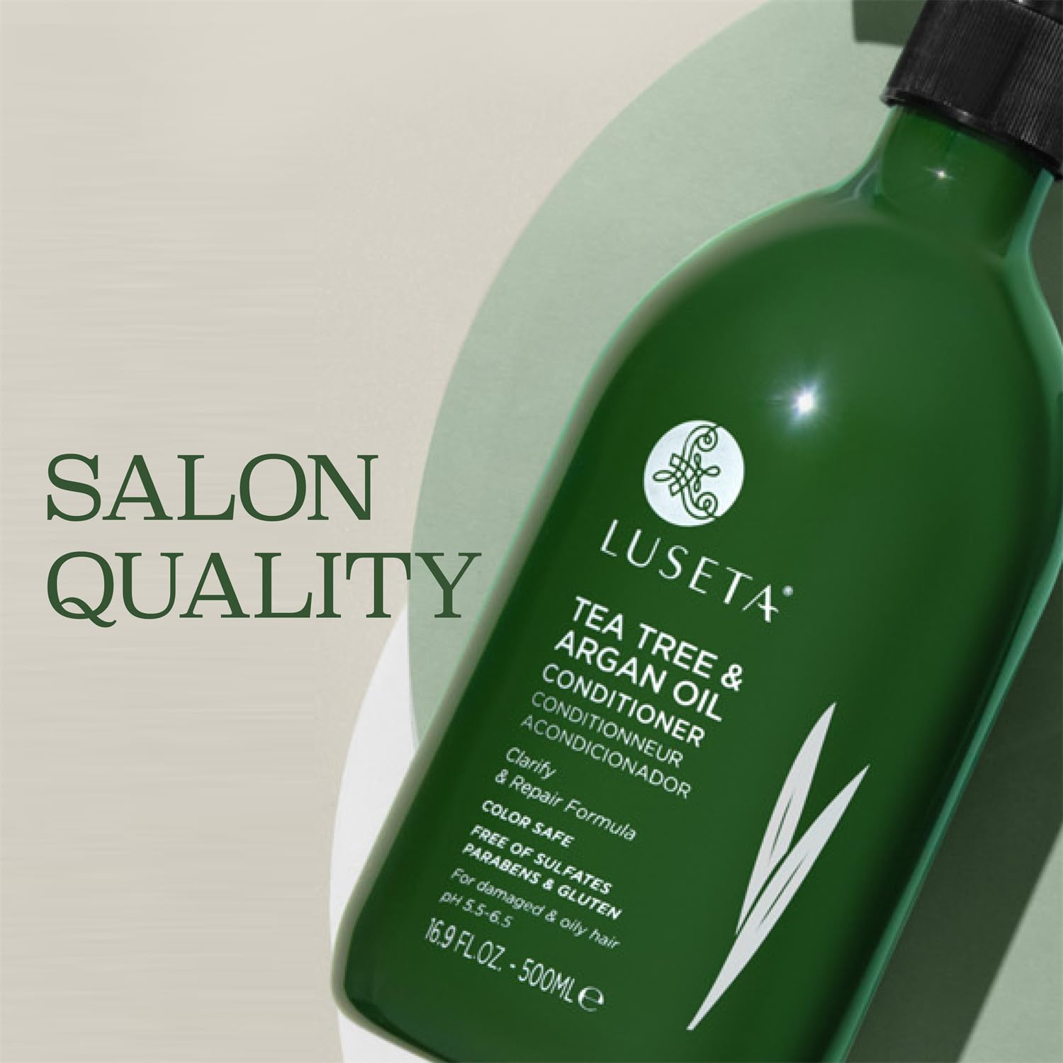 L LUSETA Tea Tree Oil Conditioner – Natural Anti-Dandruff for Dry & Damaged Hair | Sulfate Free & Color-Treated Safe 16.9oz