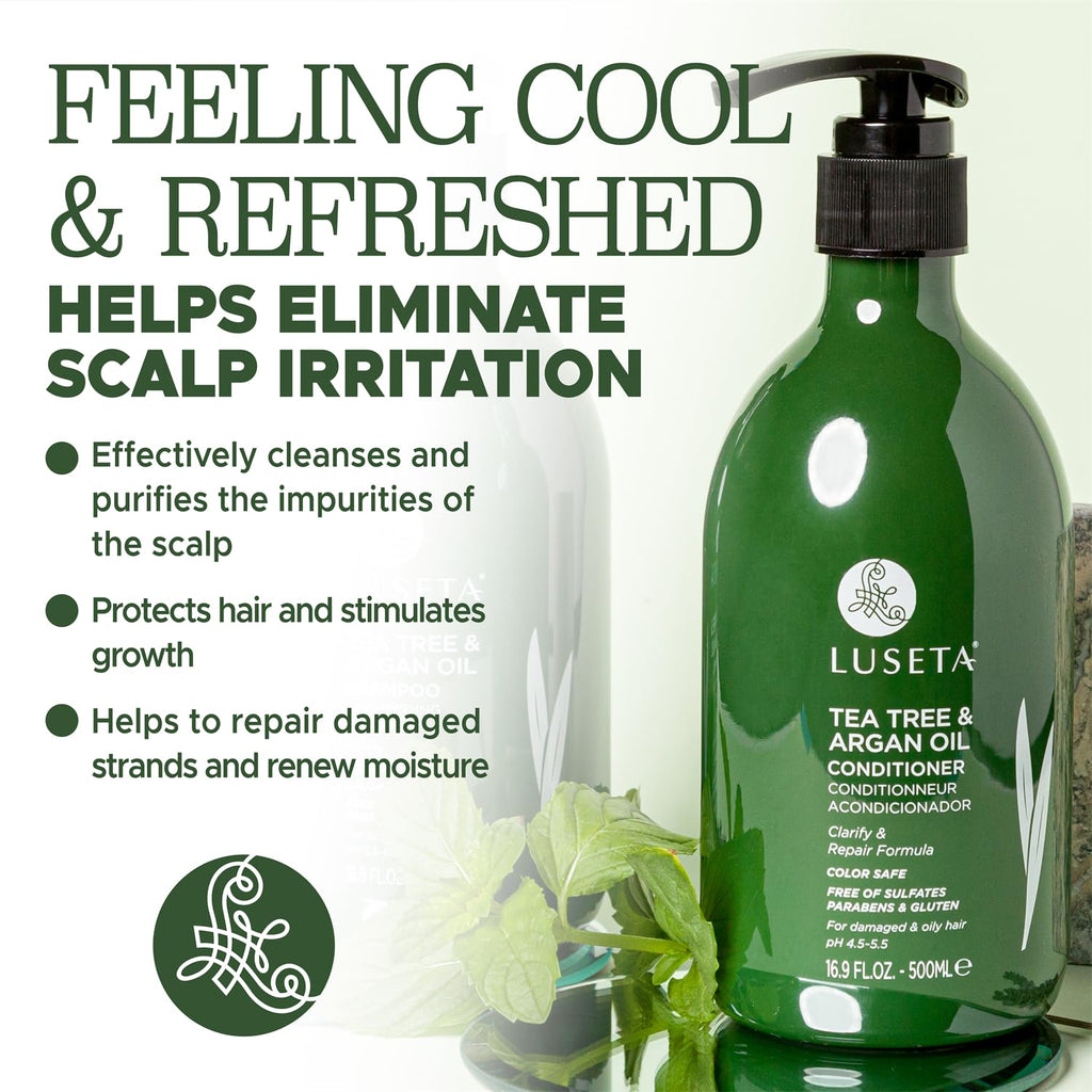 L LUSETA Tea Tree Oil Conditioner – Natural Anti-Dandruff for Dry & Damaged Hair | Sulfate Free & Color-Treated Safe 16.9oz