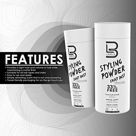 L3 Level 3 Light Hold Styling Powder – Natural Matte Look, Texturizing & Volumizing (2 Pack)