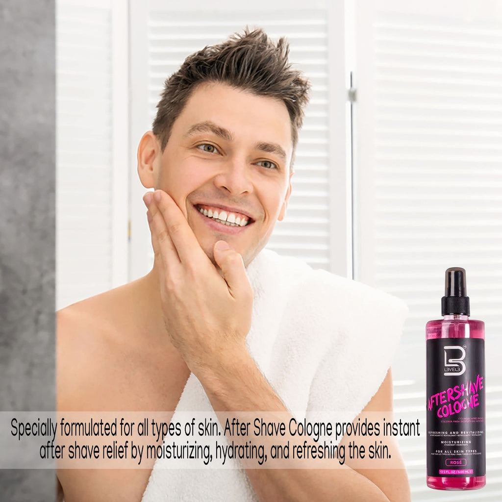 L3 Level 3 After Shave Spray – Softens Skin, Refreshes, Styling Powder Included (Rose)