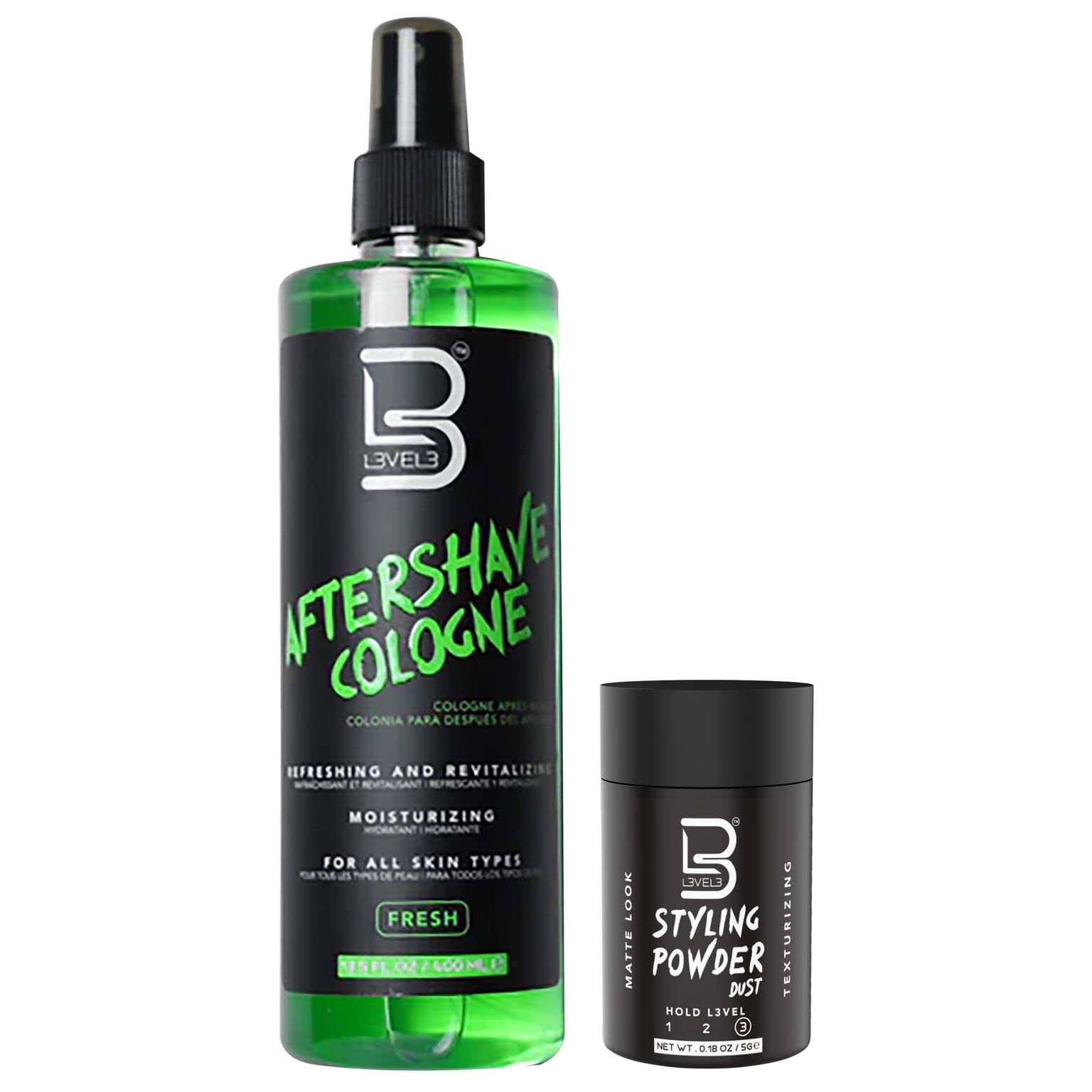 L3 Level 3 After Shave Spray Cologne – Softens Skin, Refreshes, and Protects | Includes Styling Powder