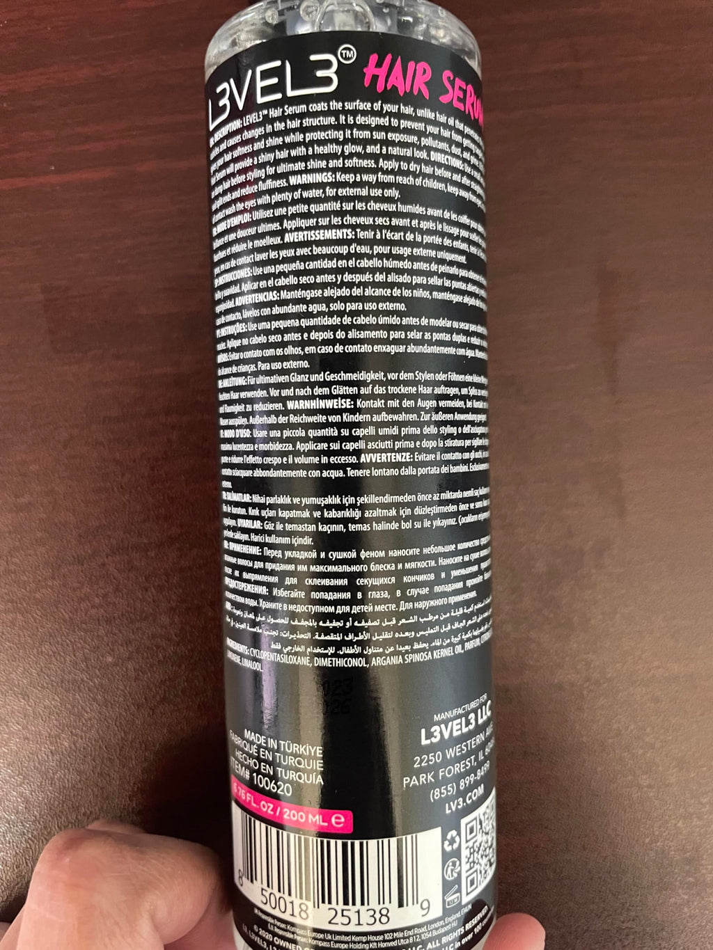 L3 Level 3 Hair Serum — Softens, Smooths & Frizz Reduction for Damaged Hair