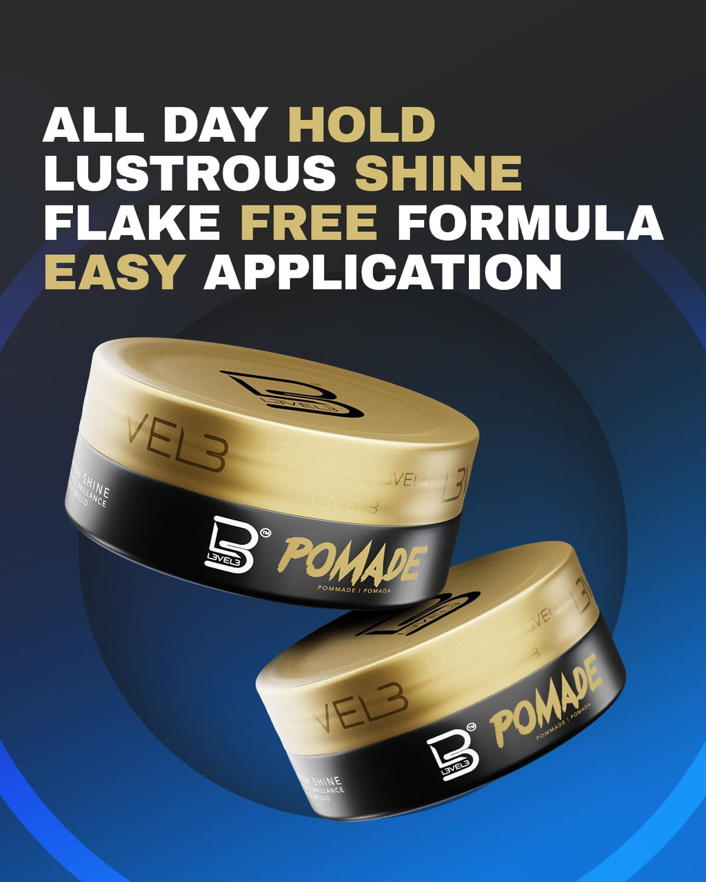 L3 Level 3 Pomade - Keratin-Infused, Flake-Free, Long-Lasting Hold (2 Pack)