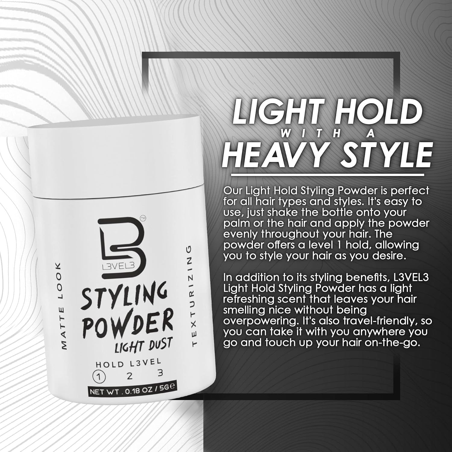 L3 Level 3 Travel Styling Powder – Small 0.18 oz for Natural Matte Finish