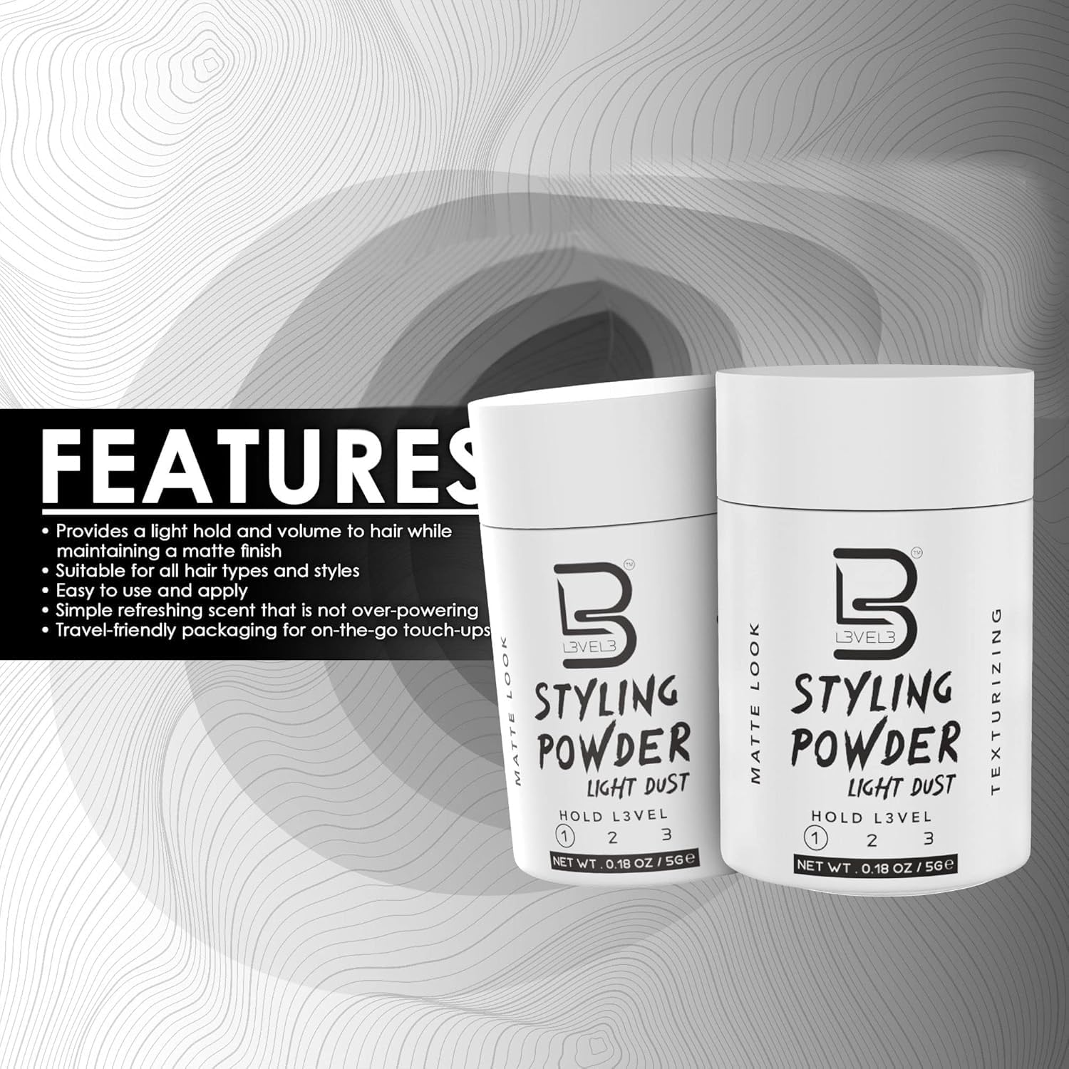 L3 Level 3 Travel Styling Powder – Small 0.18 oz for Natural Matte Finish
