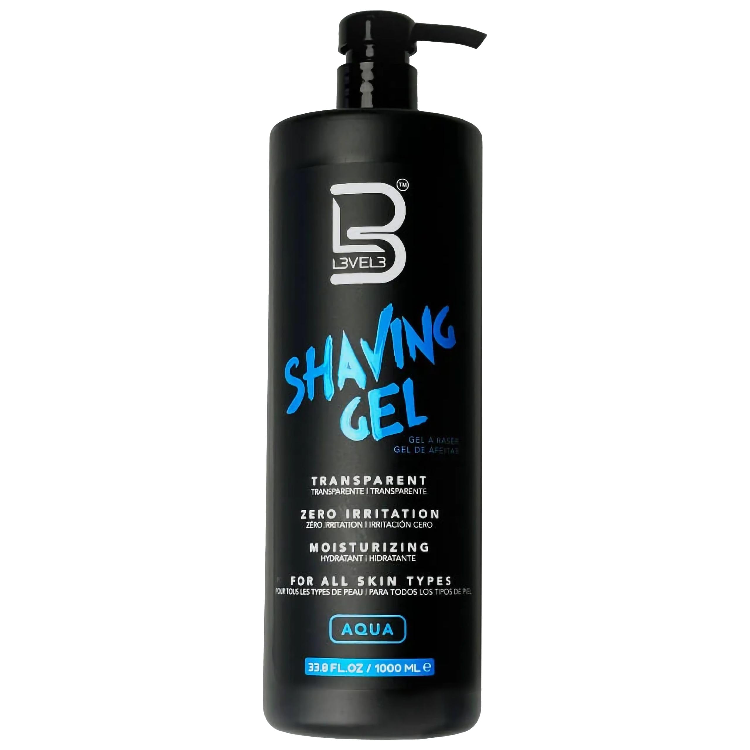 L3 Level 3 Shaving Gel – Clear, Non-Irritating Razor Gel for Straight Razor Shaves (Aqua, Large)