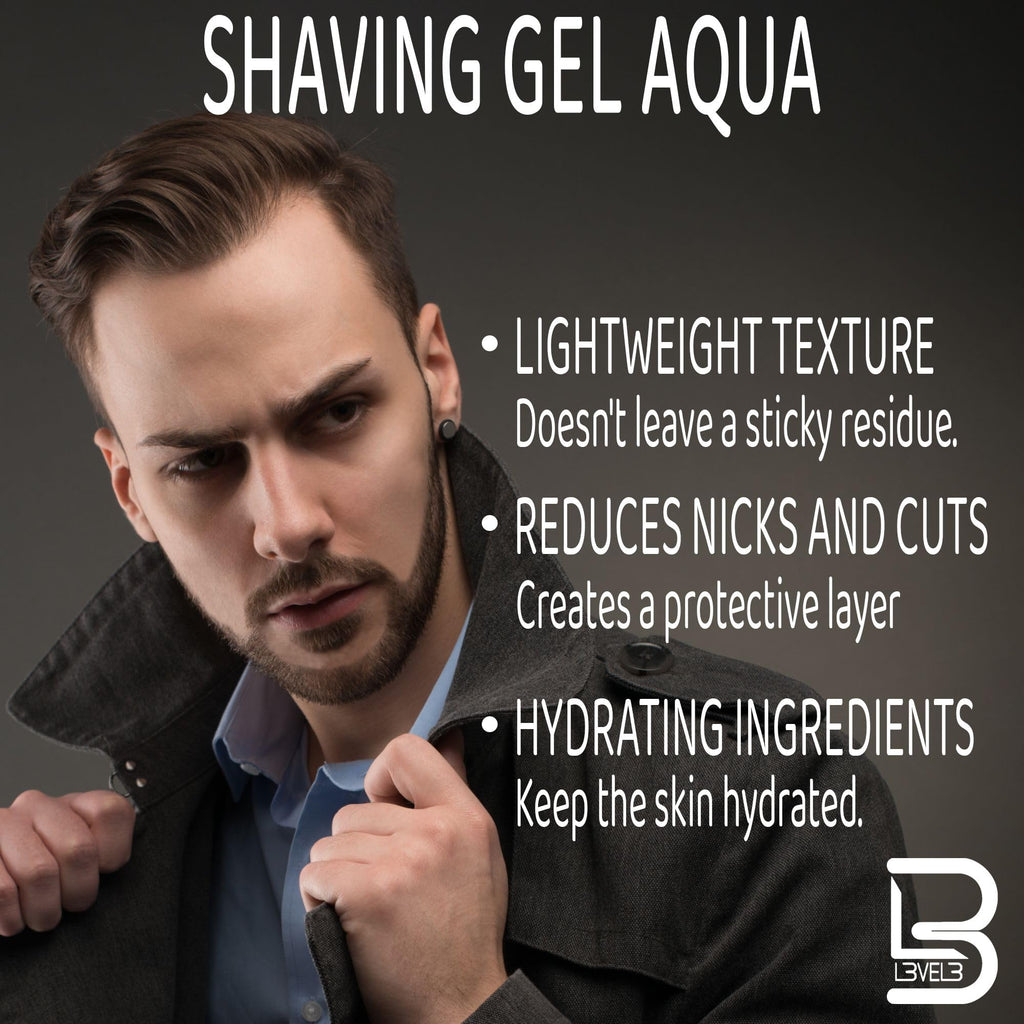 L3 Level 3 Shaving Gel – Clear, Non-Irritating Razor Gel for Straight Razor Shaves (Aqua, Large)