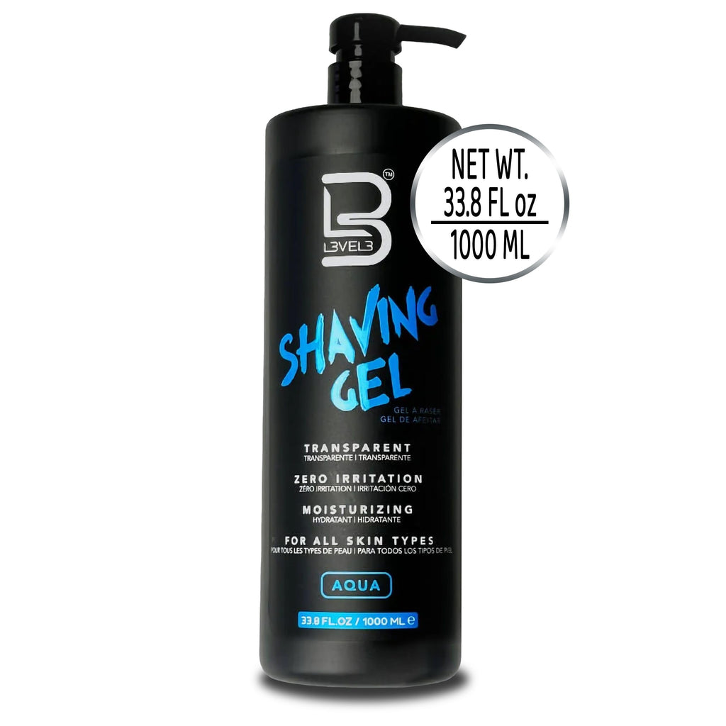L3 Level 3 Shaving Gel – Clear, Non-Irritating Razor Gel for Straight Razor Shaves (Aqua, Large)