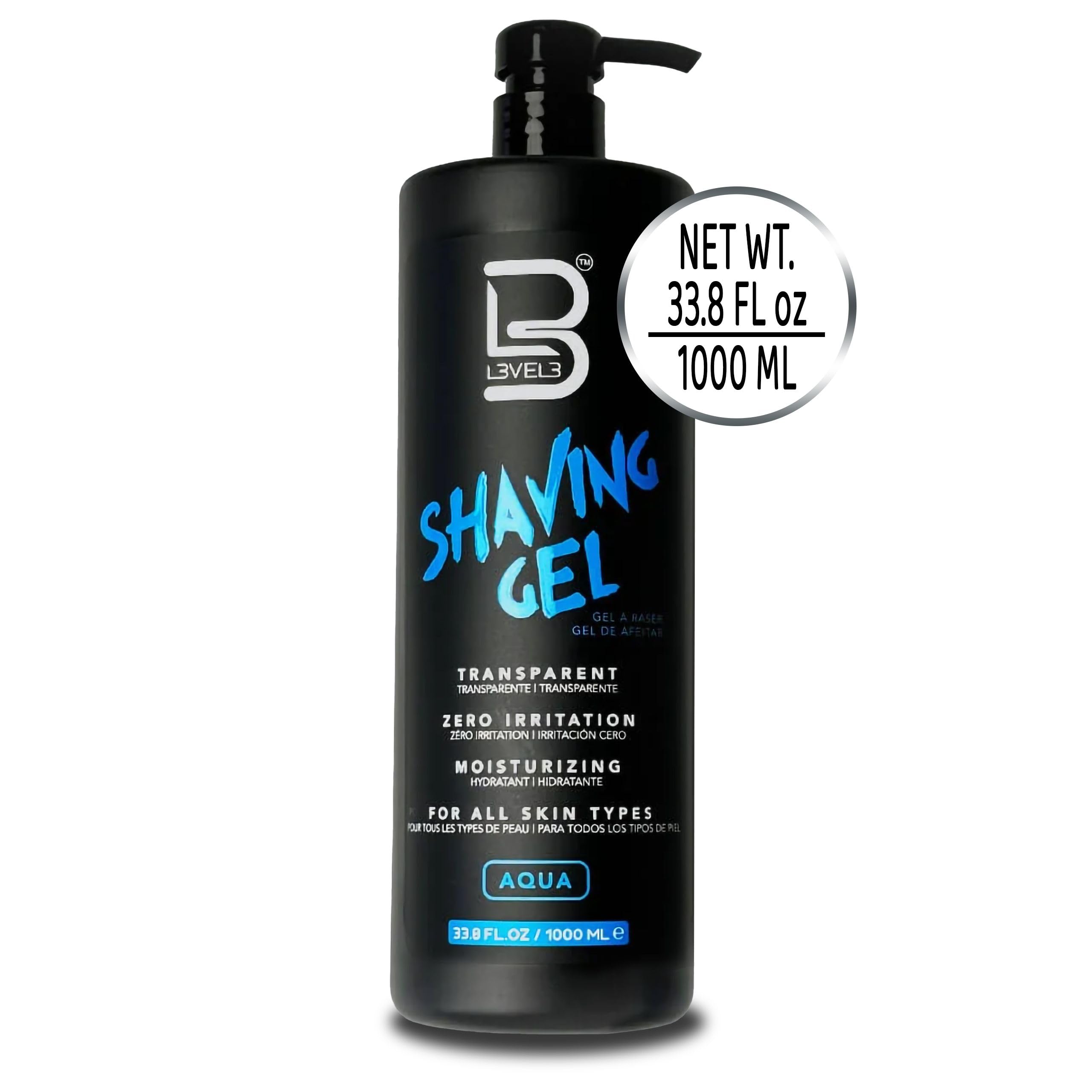 L3 Level 3 Shaving Gel – Clear, Non-Irritating Razor Gel for Straight Razor Shaves (Aqua, Large)
