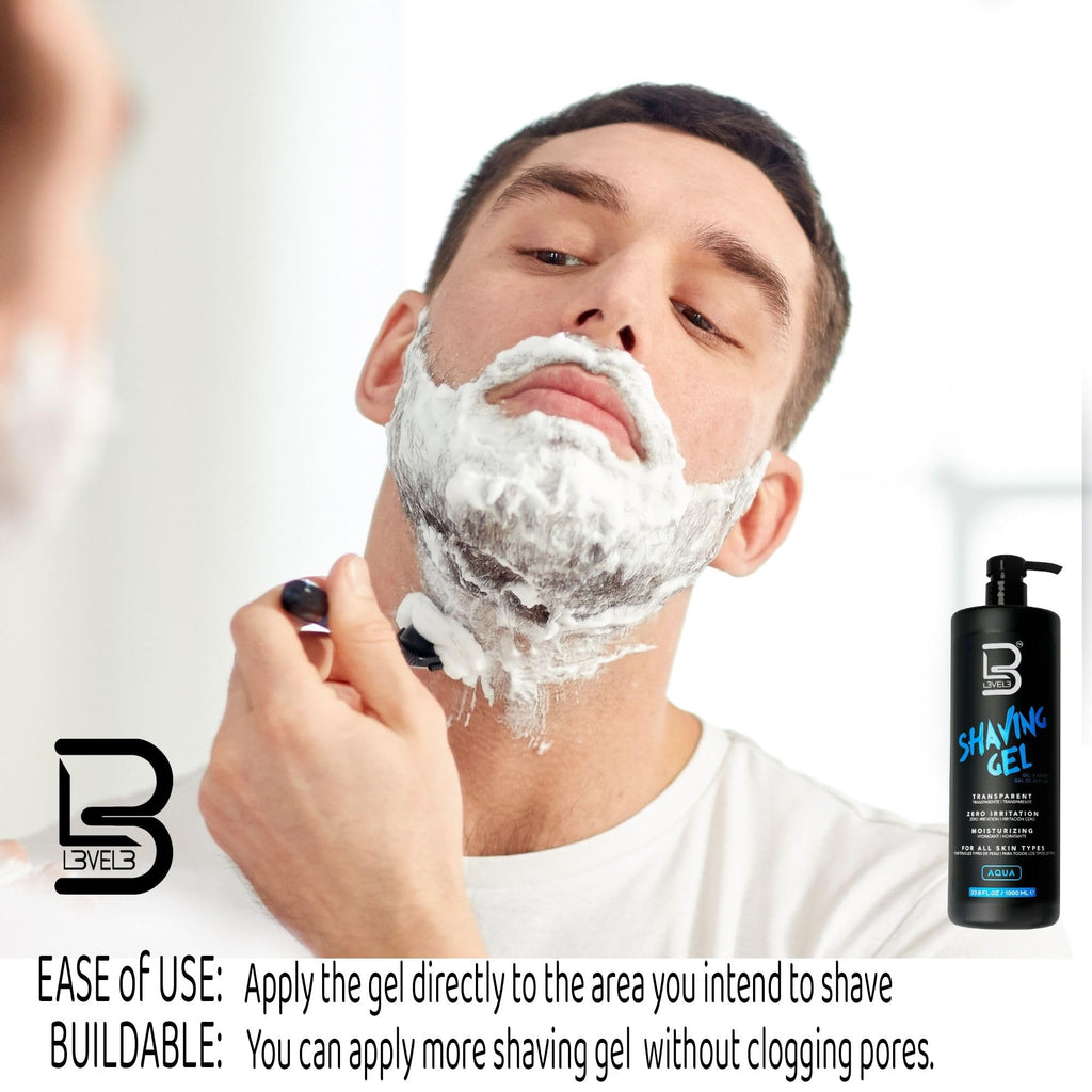 L3 Level 3 Shaving Gel – Clear, Non-Irritating Razor Gel for Straight Razor Shaves (Aqua, Large)