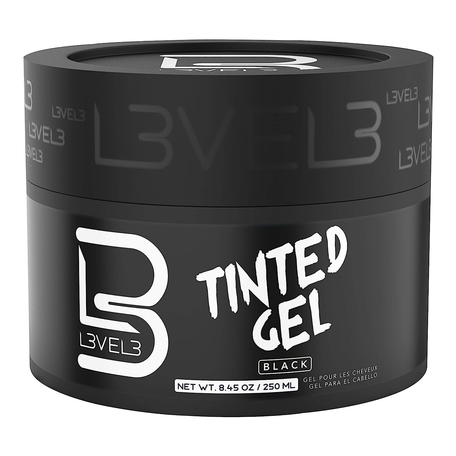 L3 Tinted Gel Black - Temporary Black Hair Gel for Men | No Flaking, Easy Rinse, Strong Hold (3 Pack)
