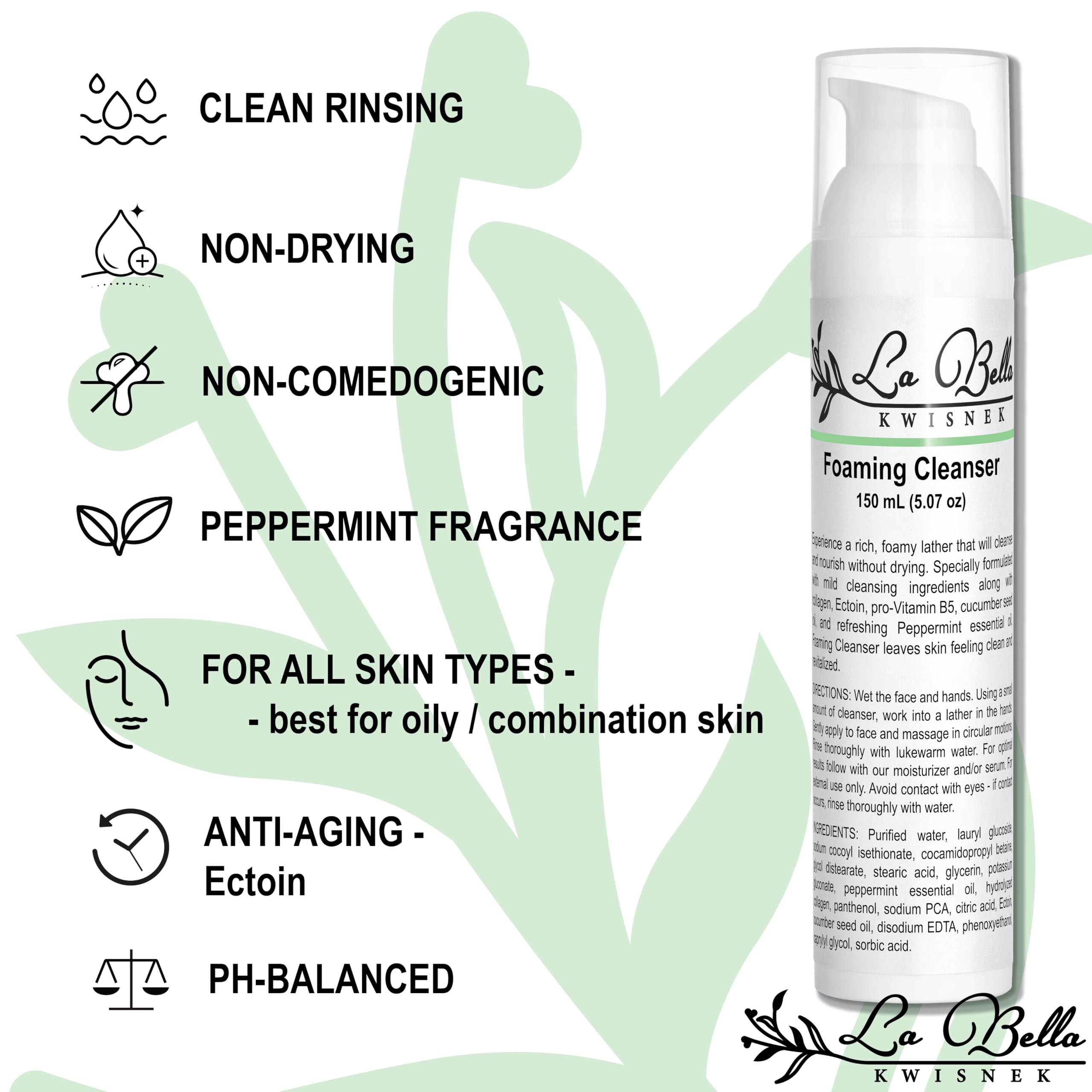 La Bella Kwisnek Foaming Cleanser – Mild Purifying Face Wash with Ectoin & Peppermint Oil