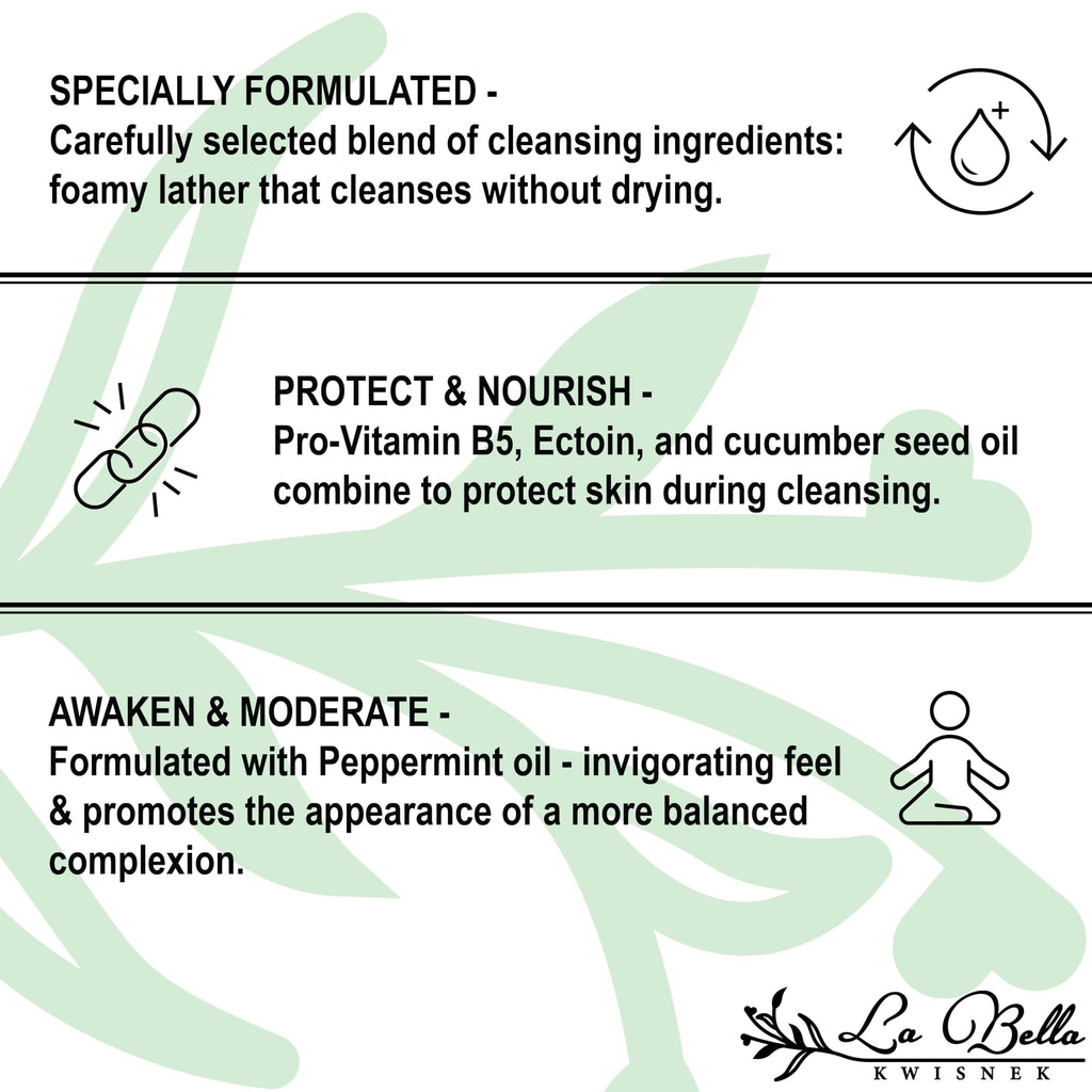 La Bella Kwisnek Foaming Cleanser – Mild Purifying Face Wash with Ectoin & Peppermint Oil