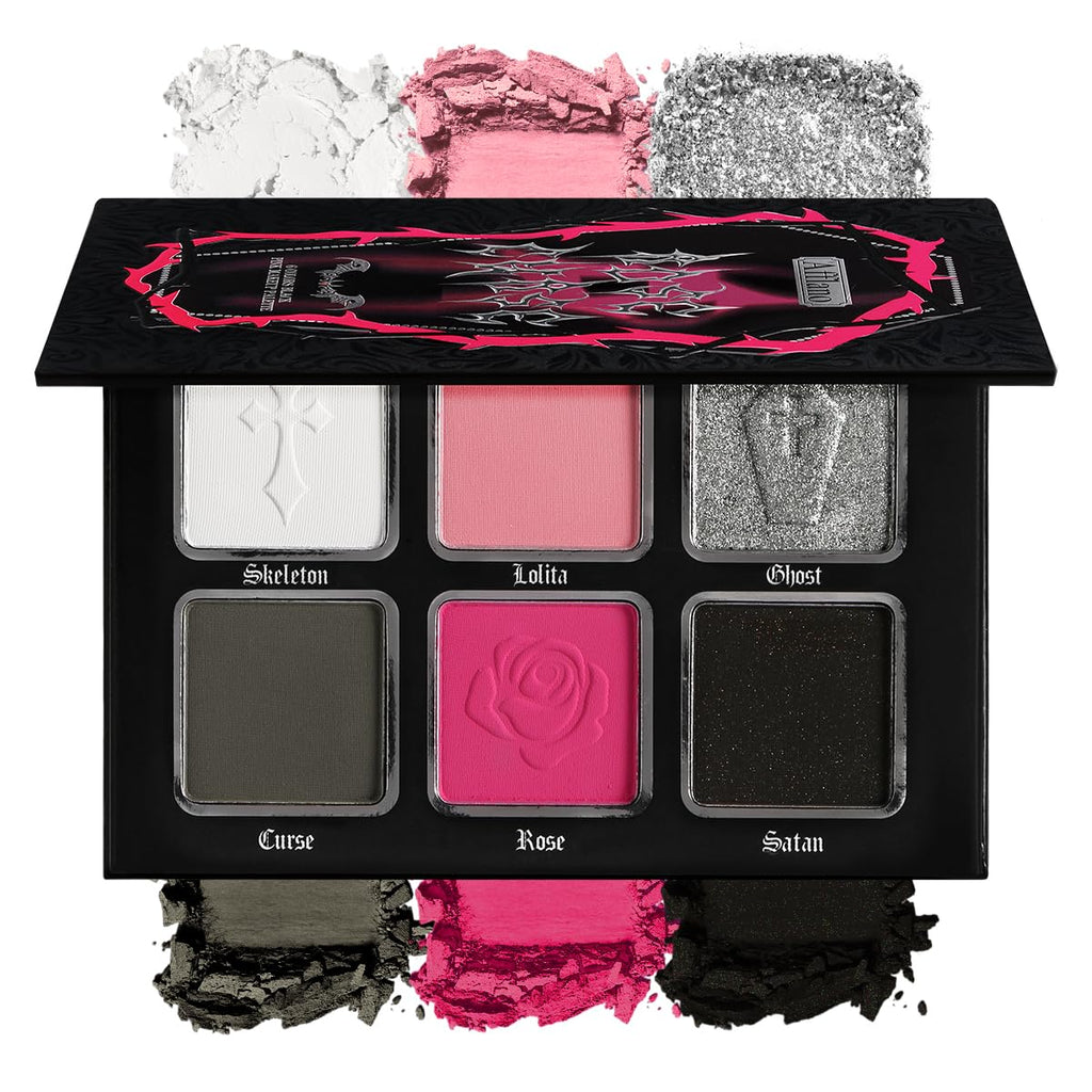 La Catrina Black Pink Eyeshadow Palette - Matte Gothic, Long-Wear Smoky Eye