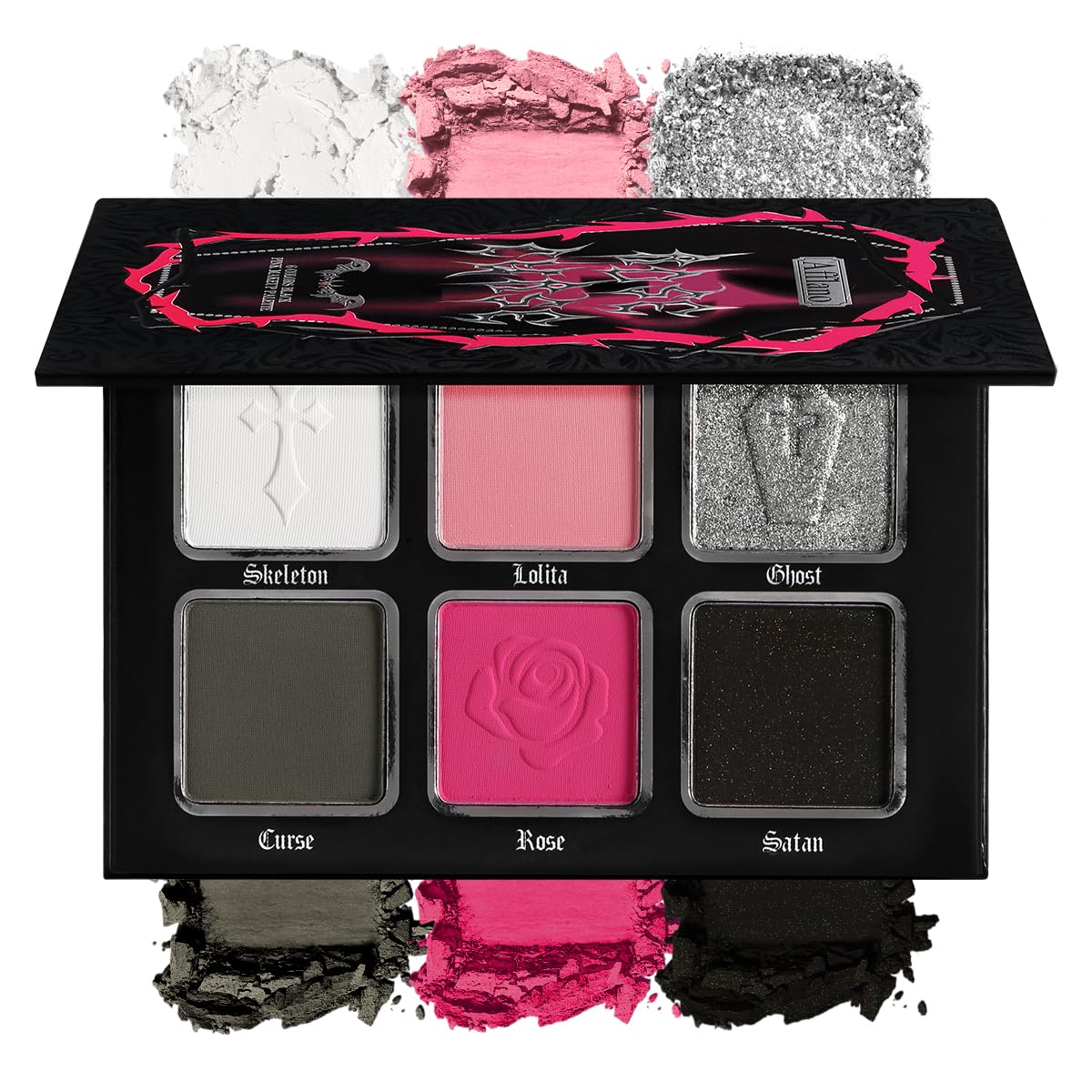 La Catrina Black Pink Eyeshadow Palette - Matte Gothic, Long-Wear Smoky Eye