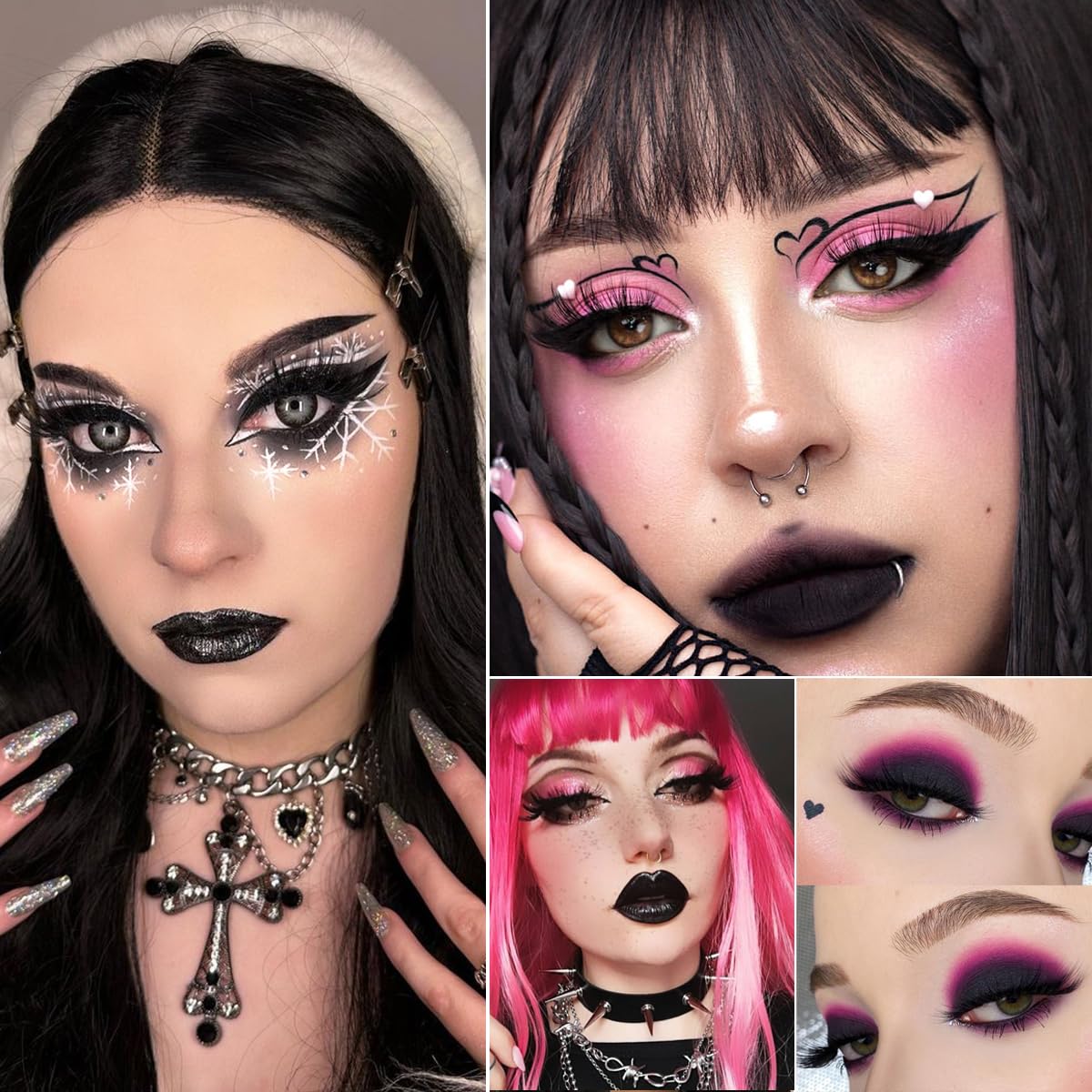 La Catrina Black Pink Eyeshadow Palette - Matte Gothic, Long-Wear Smoky Eye