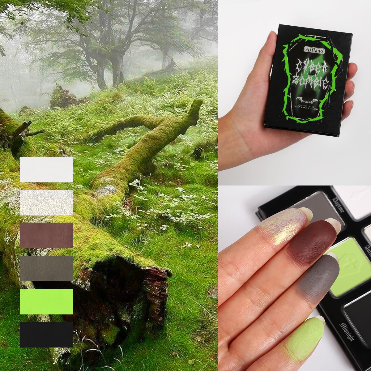 La Catrina Green Brown Eyeshadow Palette – Vivid Lime Green Goth Shades