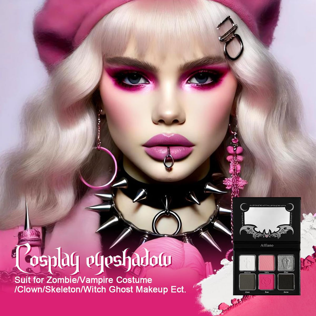La Catrina Black Pink Eyeshadow Palette - Matte Gothic, Long-Wear Smoky Eye