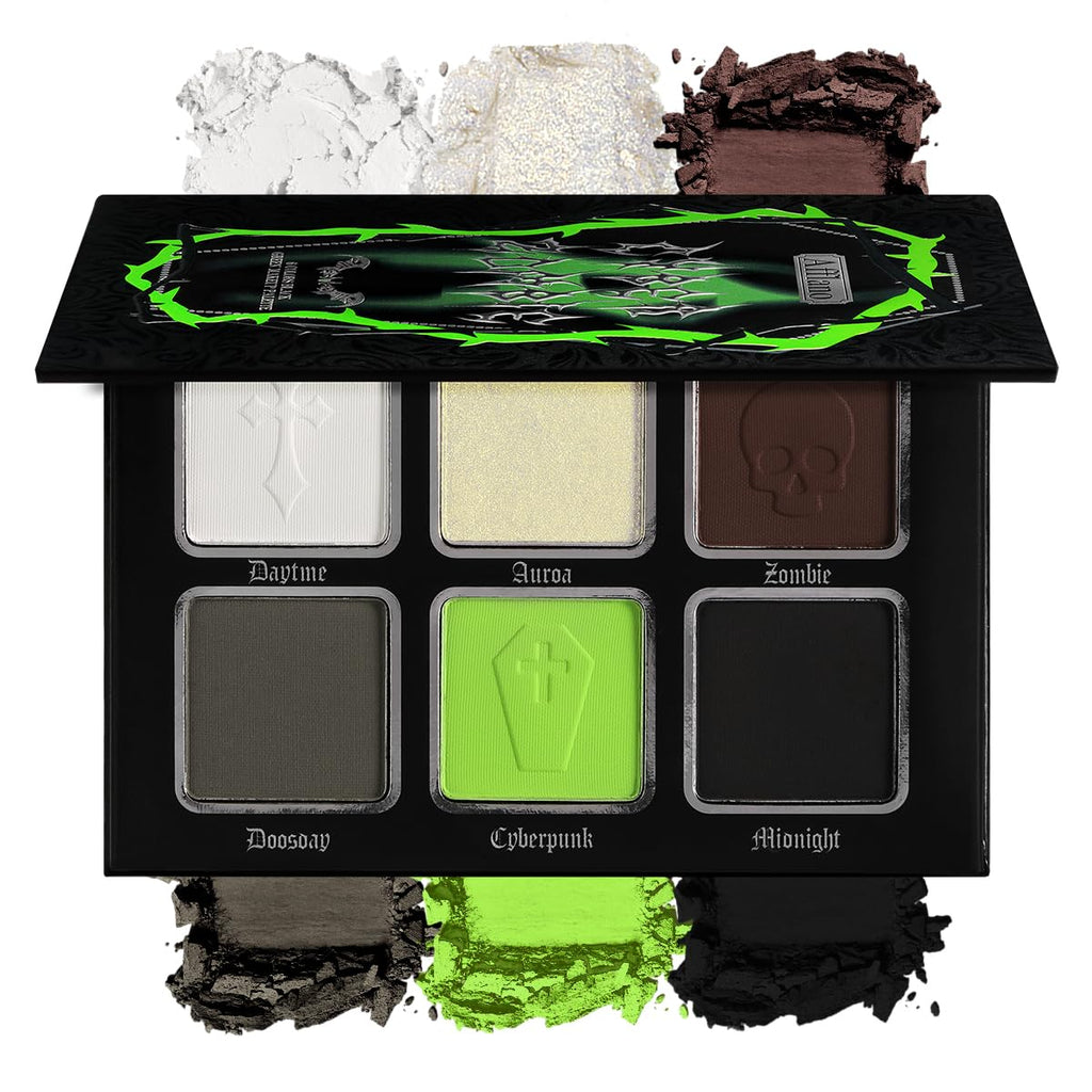 La Catrina Green Brown Eyeshadow Palette – Vivid Lime Green Goth Shades