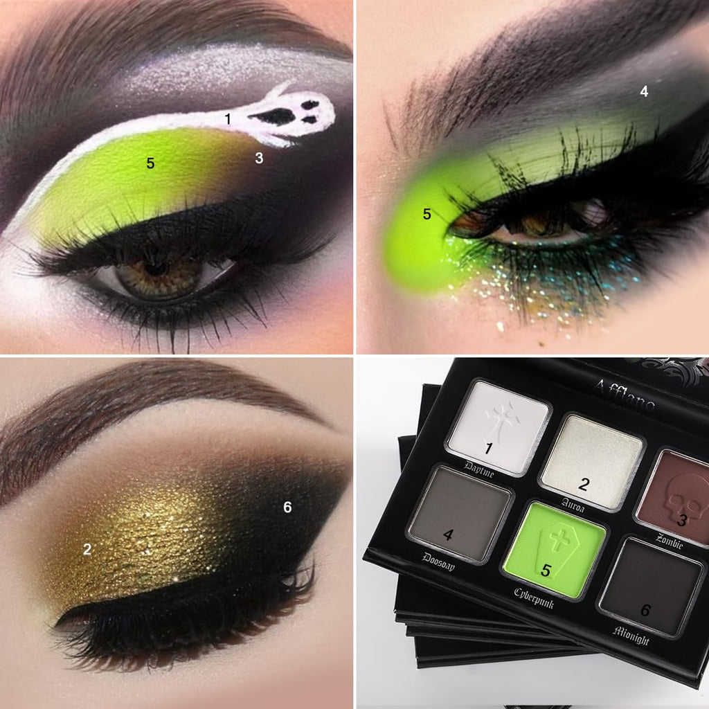 La Catrina Green Brown Eyeshadow Palette – Vivid Lime Green Goth Shades