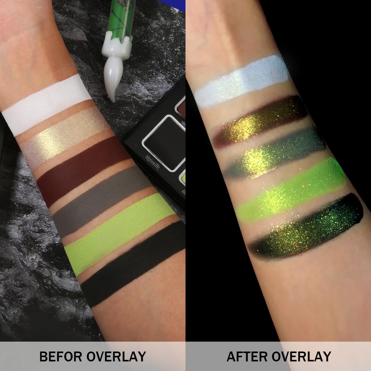 La Catrina Green Brown Eyeshadow Palette – Vivid Lime Green Goth Shades