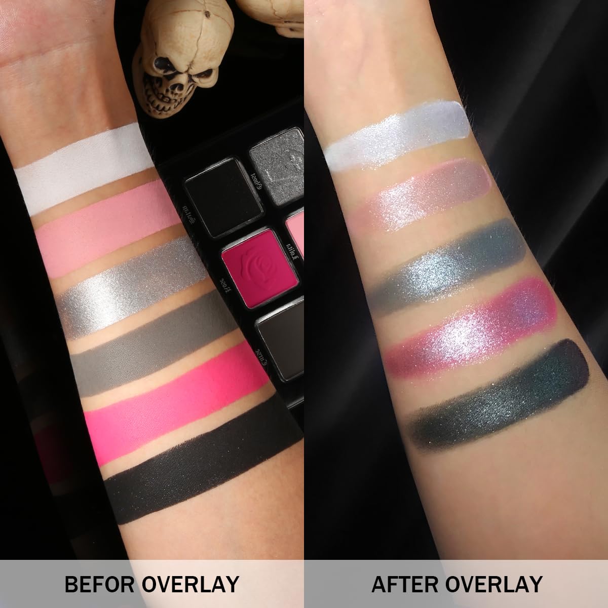 La Catrina Black Pink Eyeshadow Palette - Matte Gothic, Long-Wear Smoky Eye