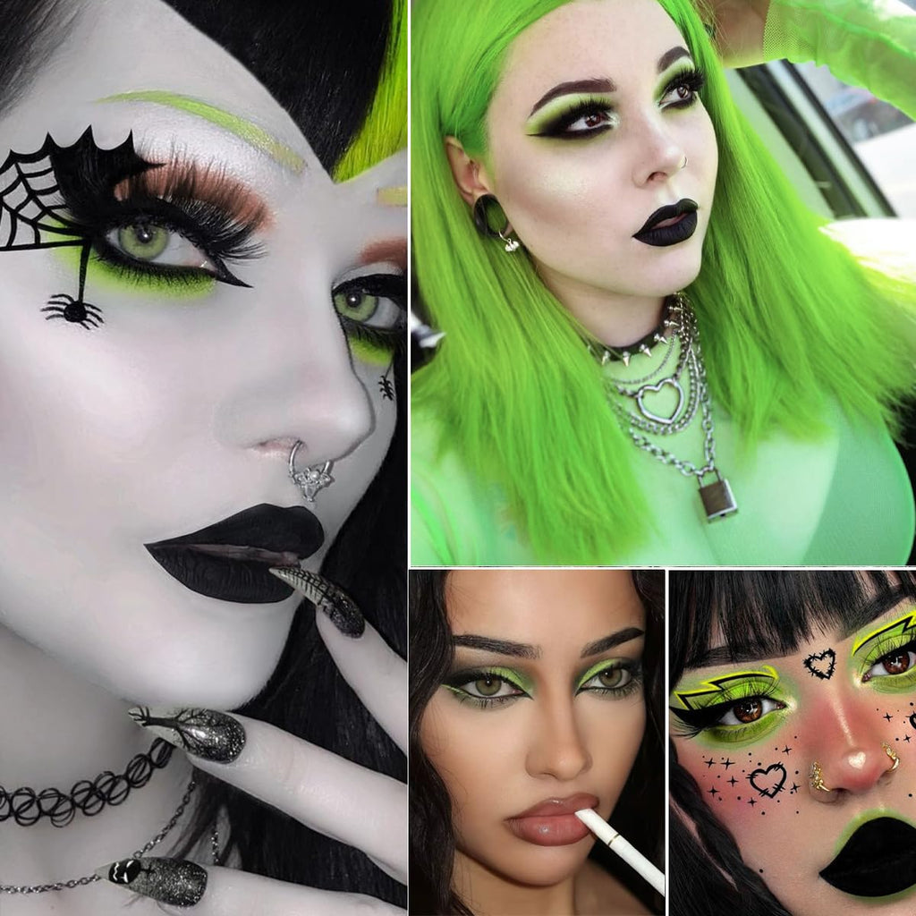 La Catrina Green Brown Eyeshadow Palette – Vivid Lime Green Goth Shades
