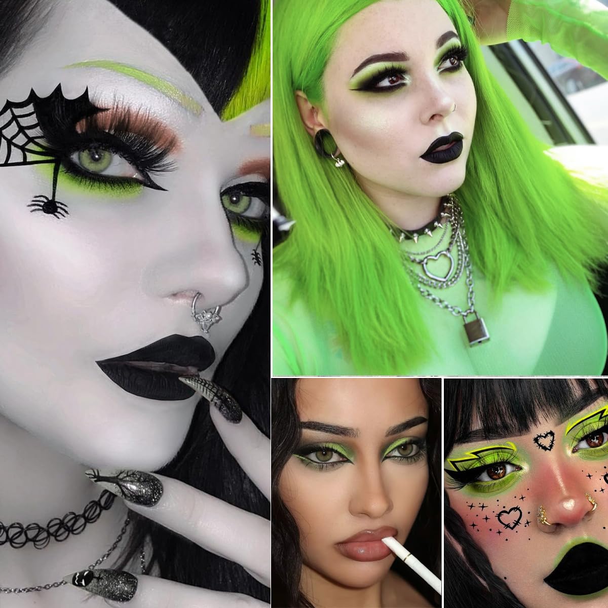 La Catrina Green Brown Eyeshadow Palette – Vivid Lime Green Goth Shades