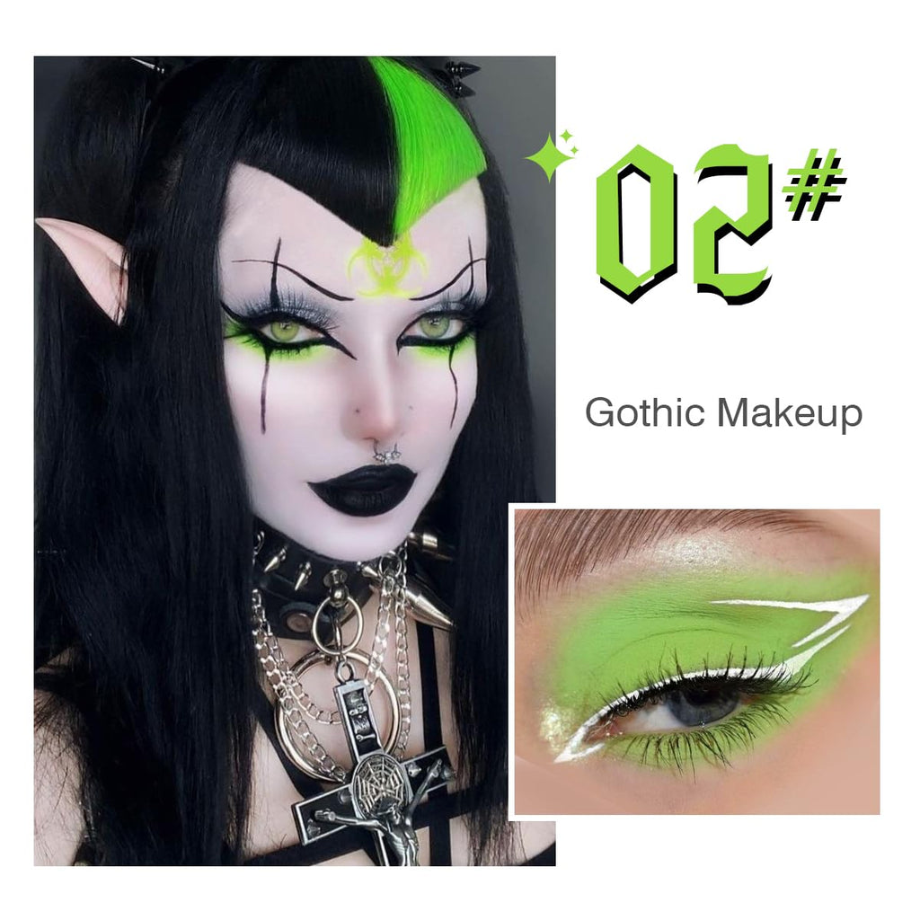 La Catrina Green Brown Eyeshadow Palette – Vivid Lime Green Goth Shades