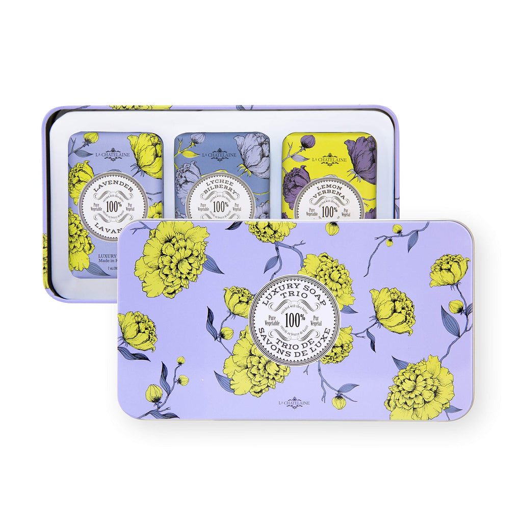 La Chatelaine Lavender Soap Trio Gift Set – Triple Milled, Made in Provence