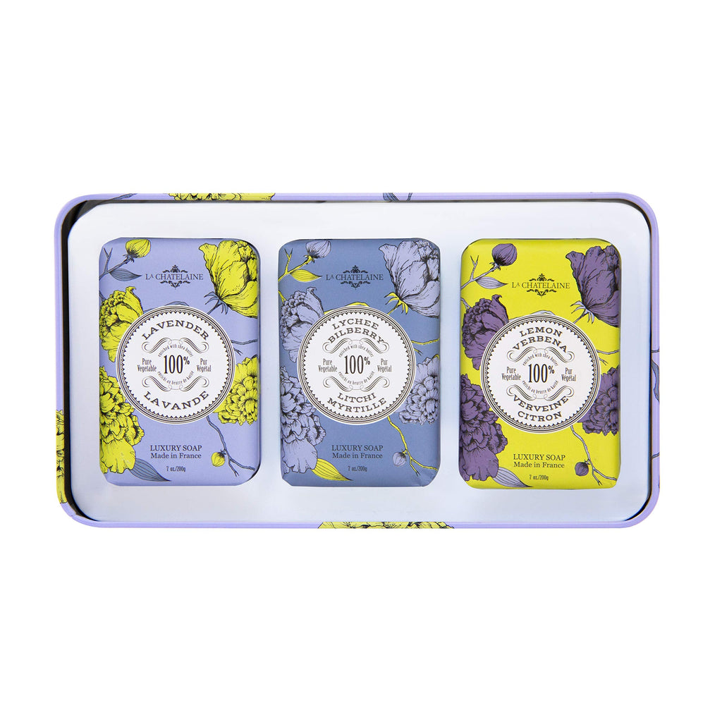 La Chatelaine Lavender Soap Trio Gift Set – Triple Milled, Made in Provence
