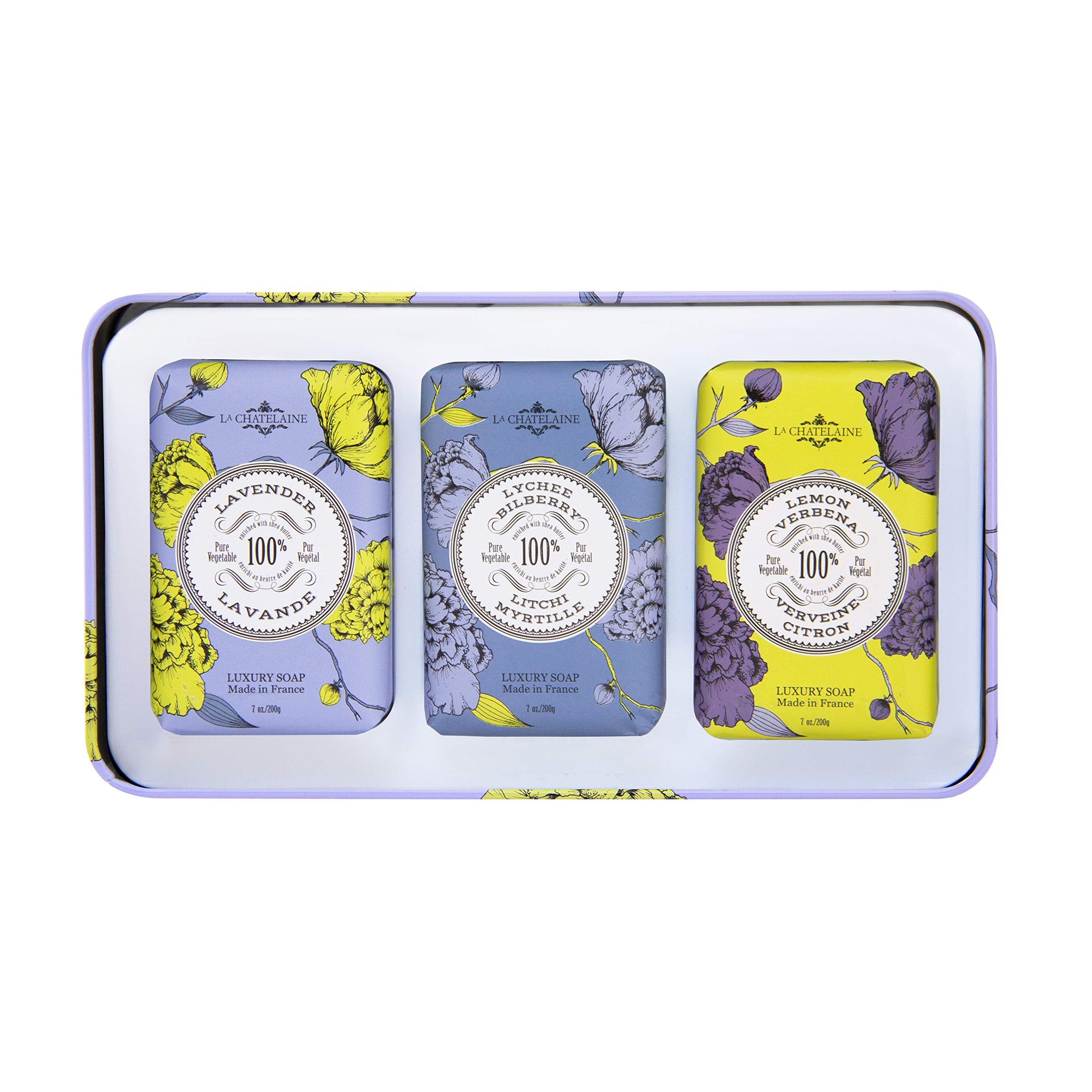 La Chatelaine Lavender Soap Trio Gift Set – Triple Milled, Made in Provence