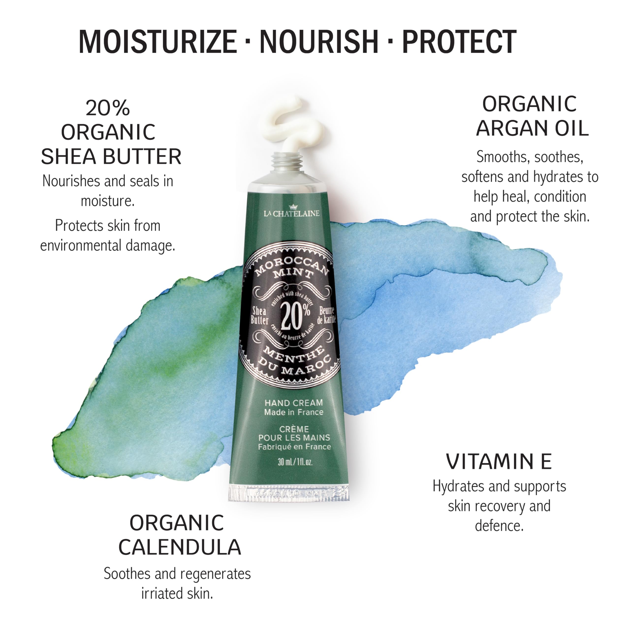 La Chatelaine Hand Cream Gift Set – 3 x 1oz Travel Size with 20% Organic Shea Butter
