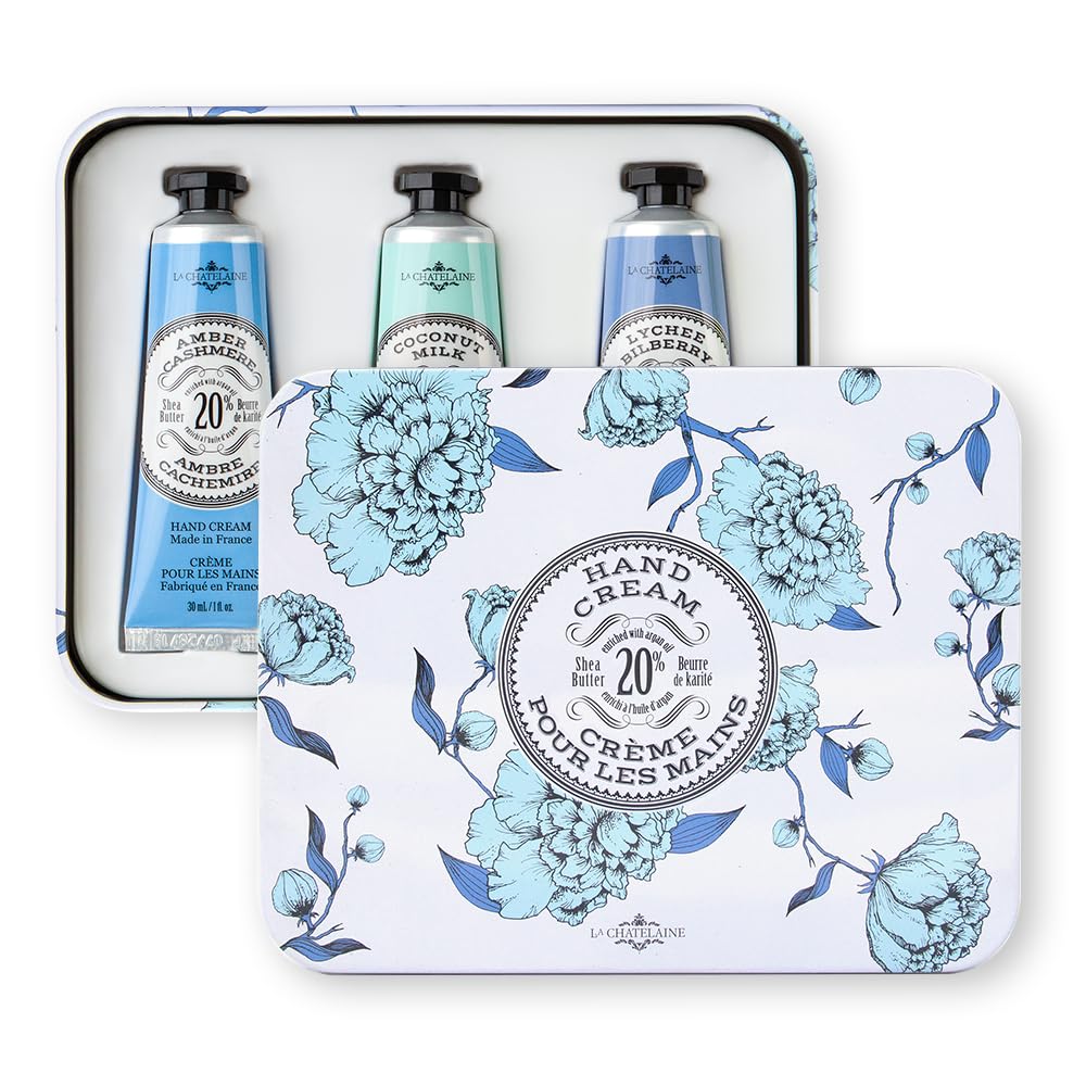La Chatelaine Hand Cream Trio Tin Gift Set – 20% Organic Shea Butter, Made in France