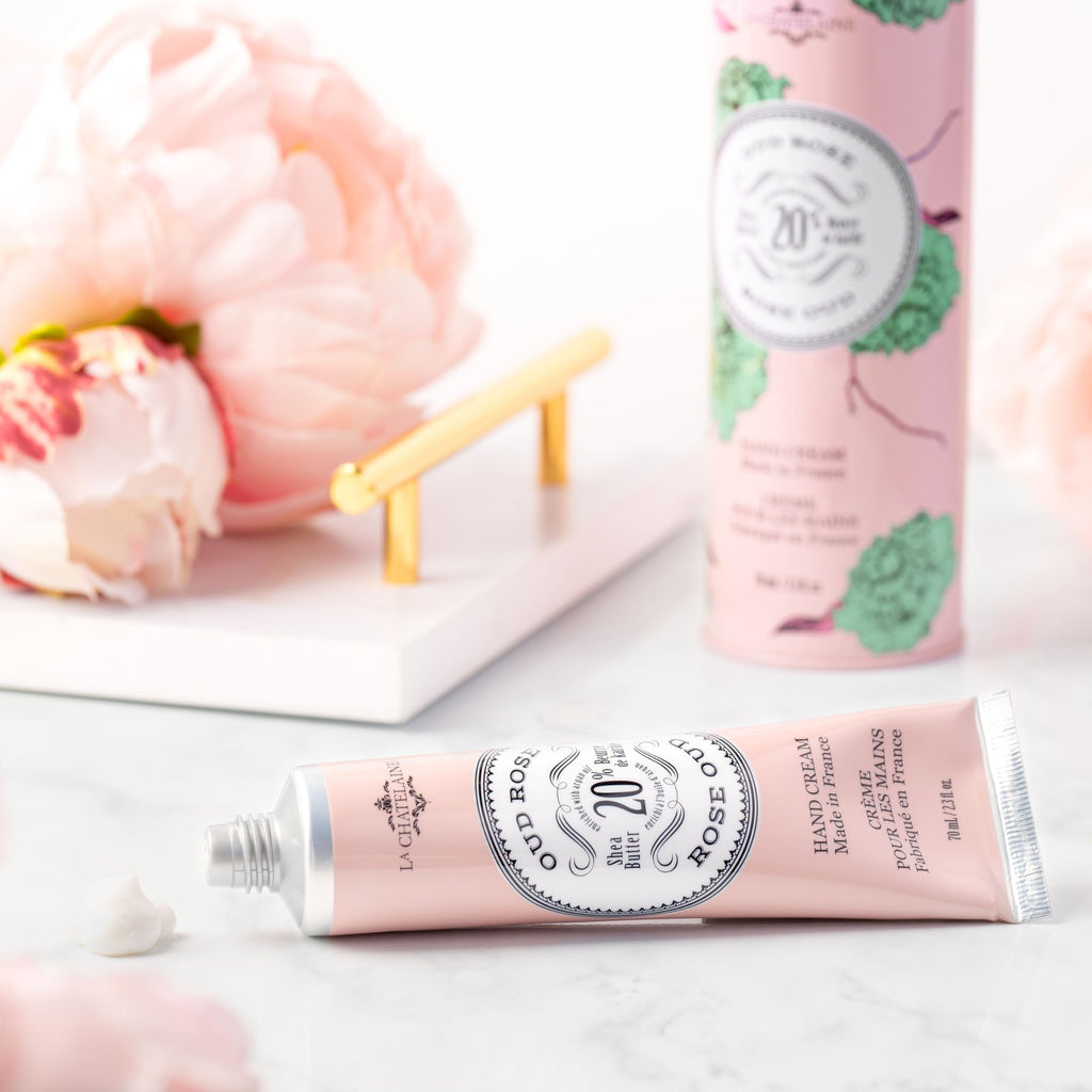 La Chatelaine Shea Butter Hand Cream – Oud Rose, Made in France, 70ml / 2.3 oz Gift Tin