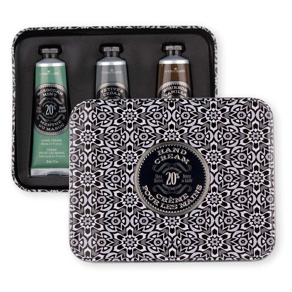 La Chatelaine Hand Cream Gift Set – 3 x 1oz Travel Size with 20% Organic Shea Butter
