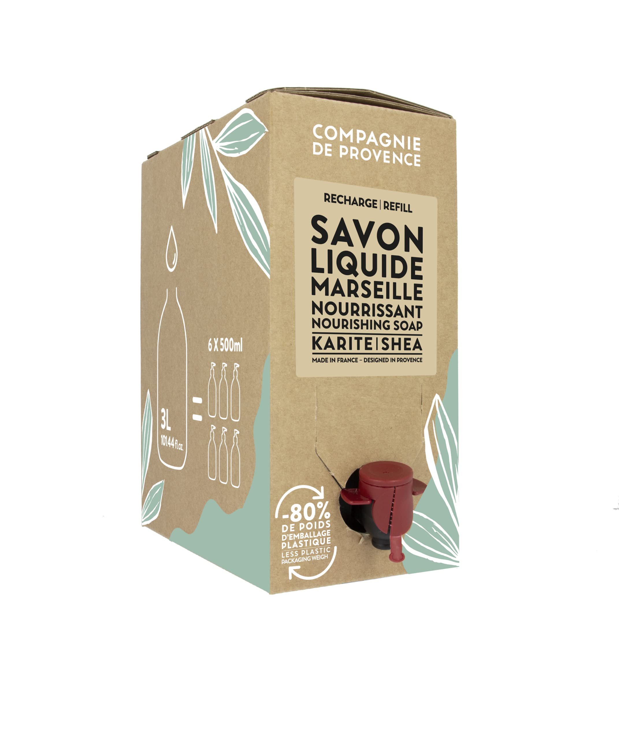 La Compagnie de Provence Nourishing Savon de Marseille Liquid Soap with Shea Butter – Eco Refill 101.4 oz