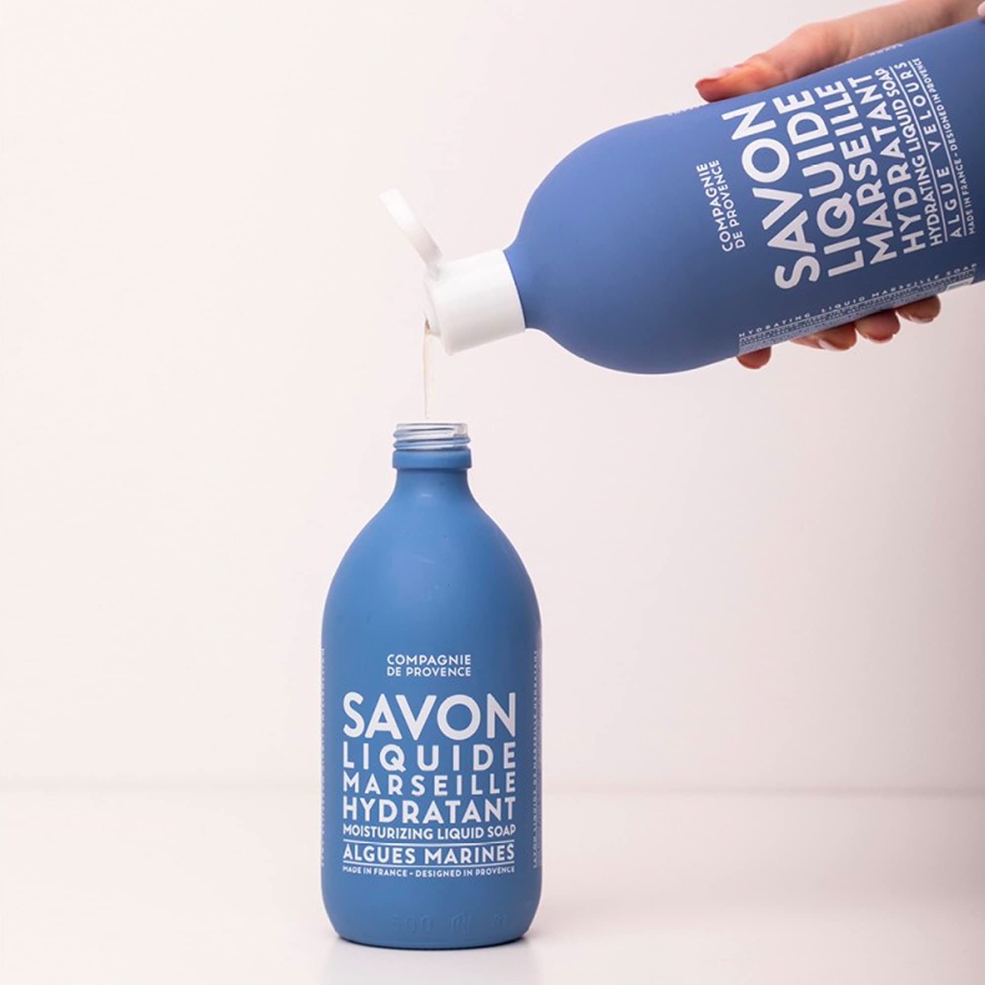 La Compagnie de Provence Savon de Marseille Extra Pure Liquid Soap – Velvet Seaweed | Glass Pump 16.7 oz & Refill 33.8 oz