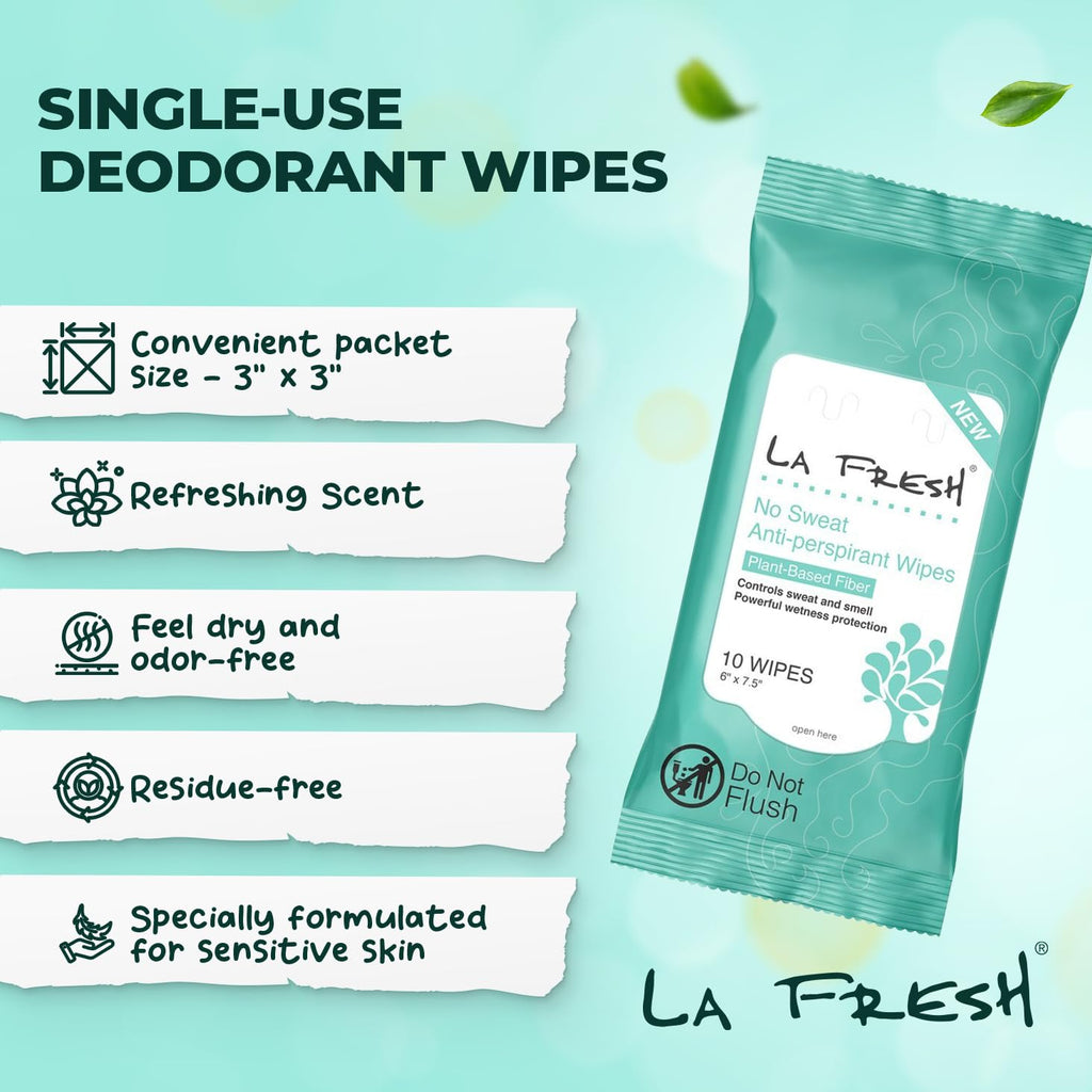 La Fresh Antiperspirant Wipes – Travel-Ready Body Deodorant Wipes for Women and Men (30 Count)