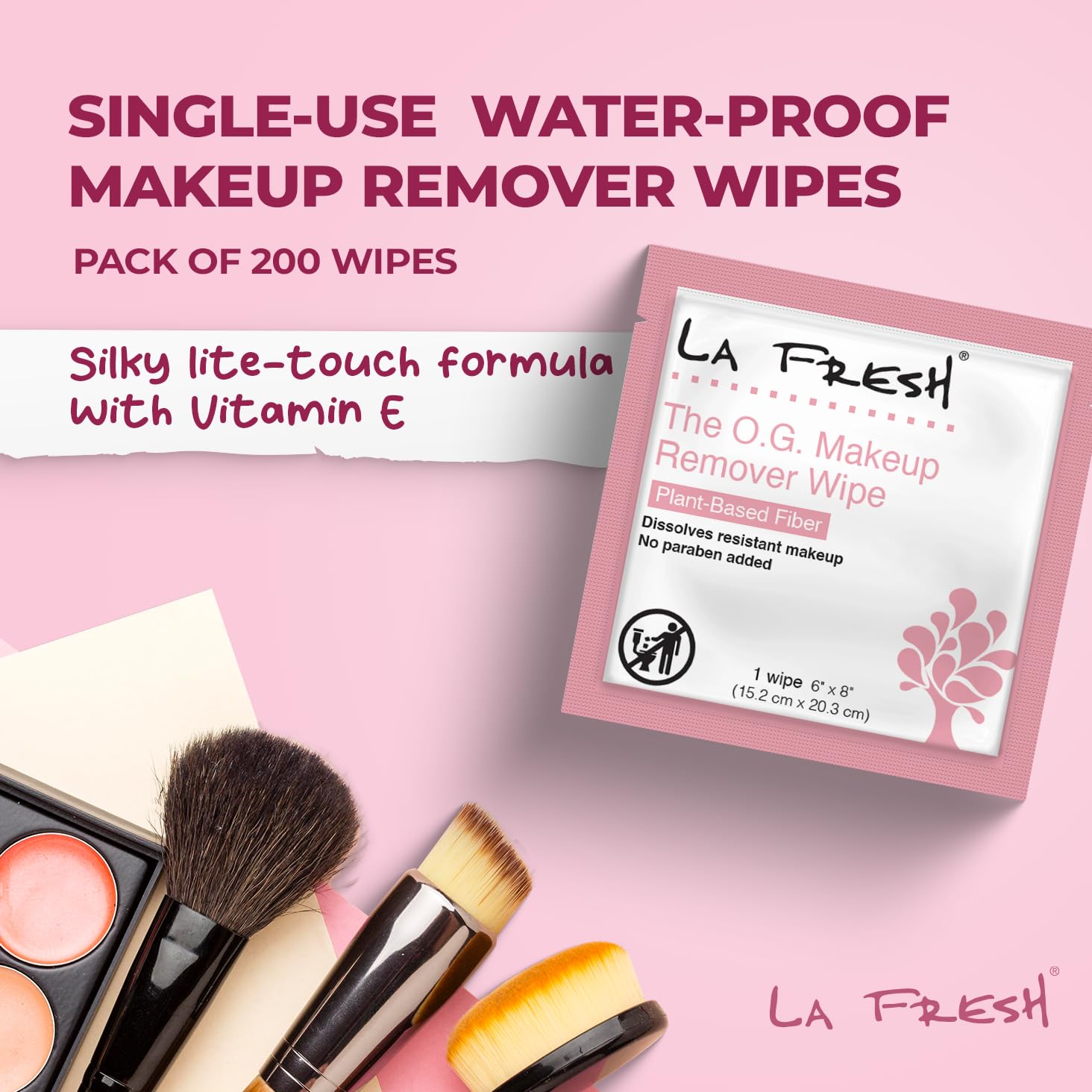 La Fresh Makeup Removal Wipes – Waterproof, 200 Count, Travel Essentials